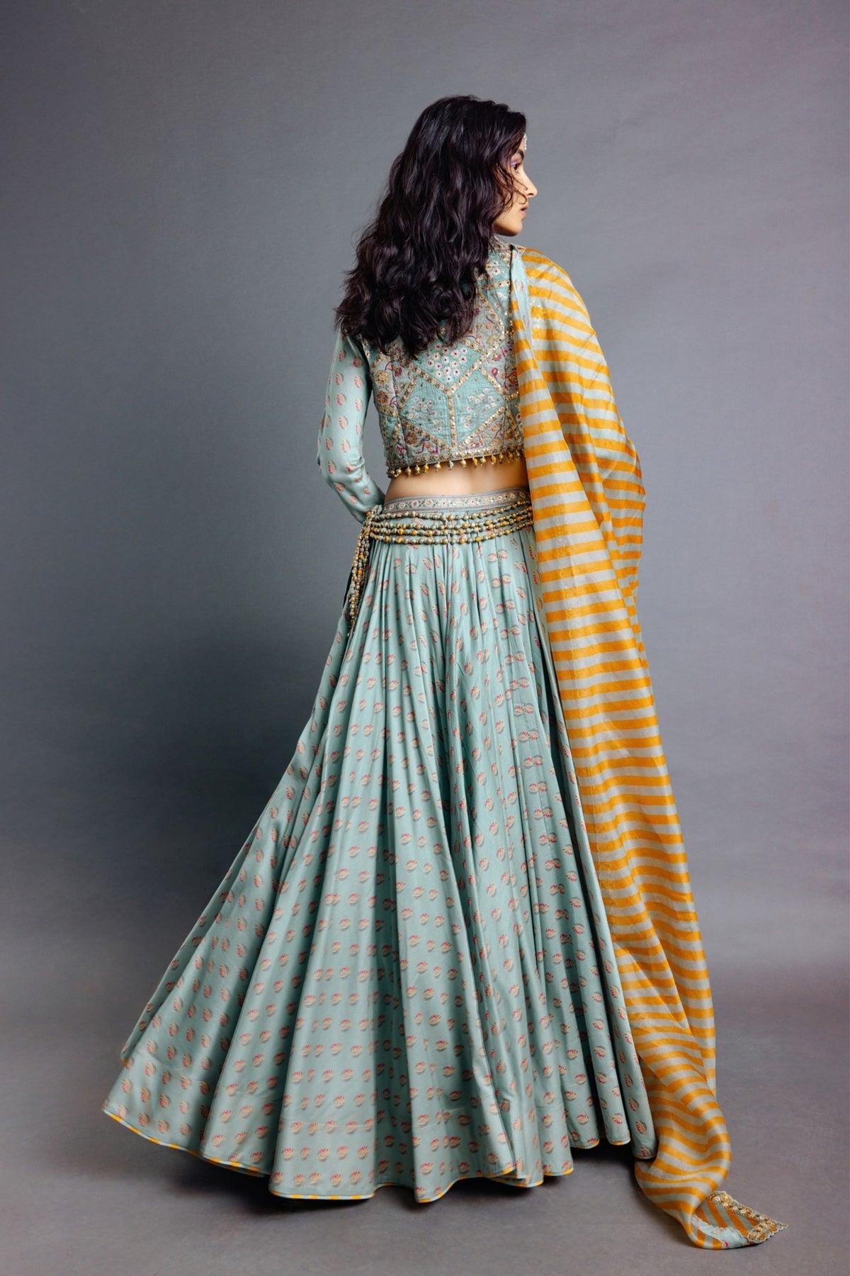 Sage Green Koti Lehenga Set