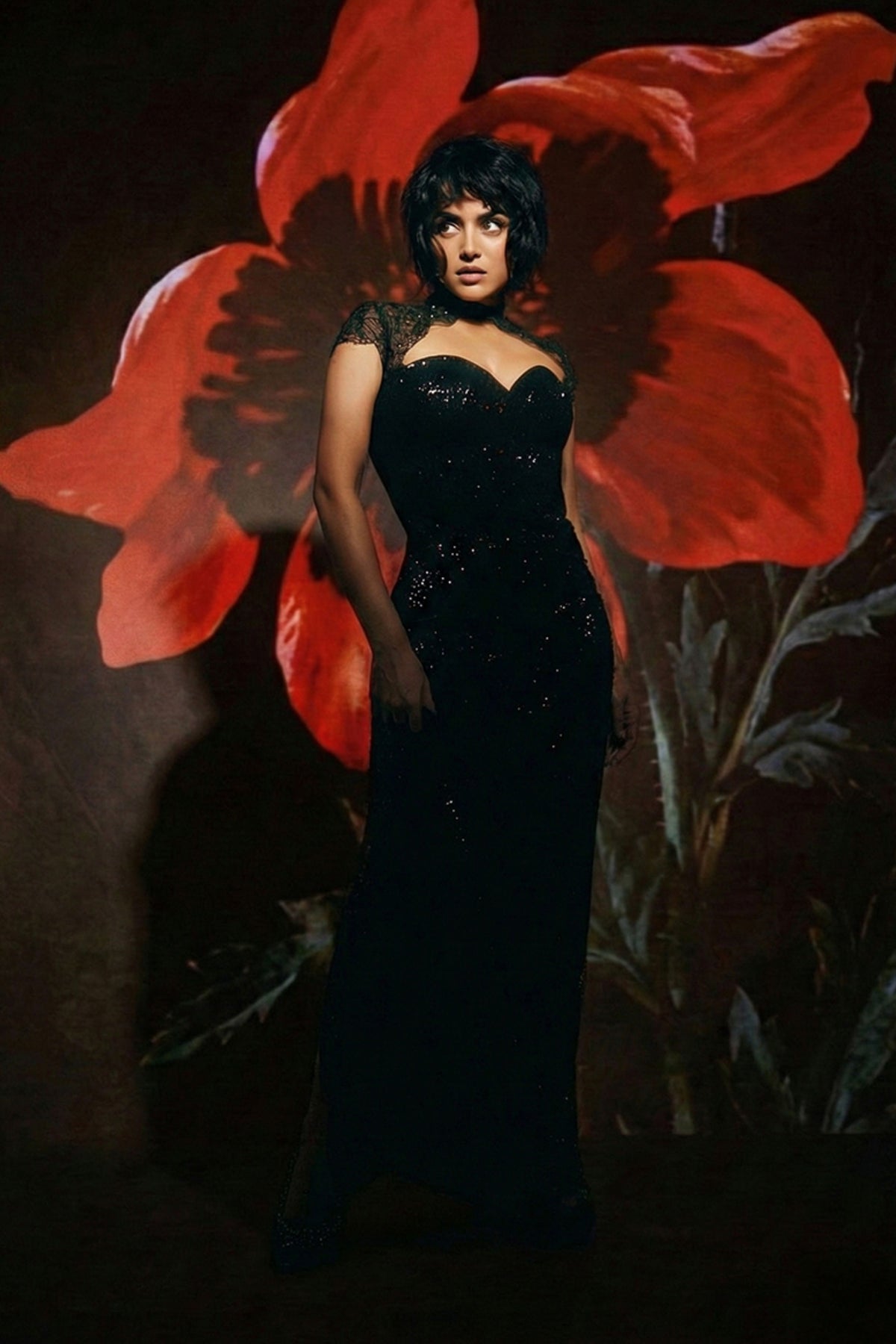 Midnight Lace Sequined Gown