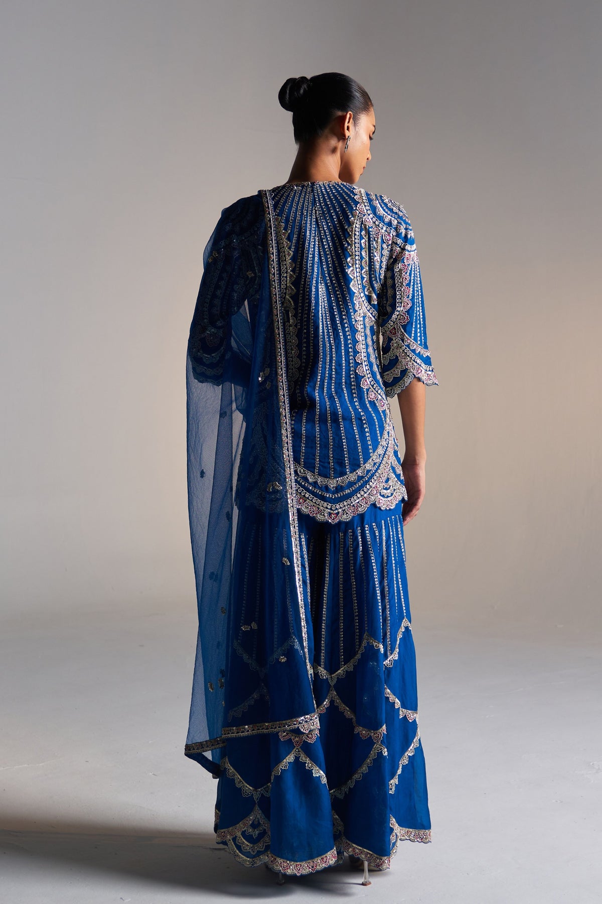 Jade Blue Sharara Set