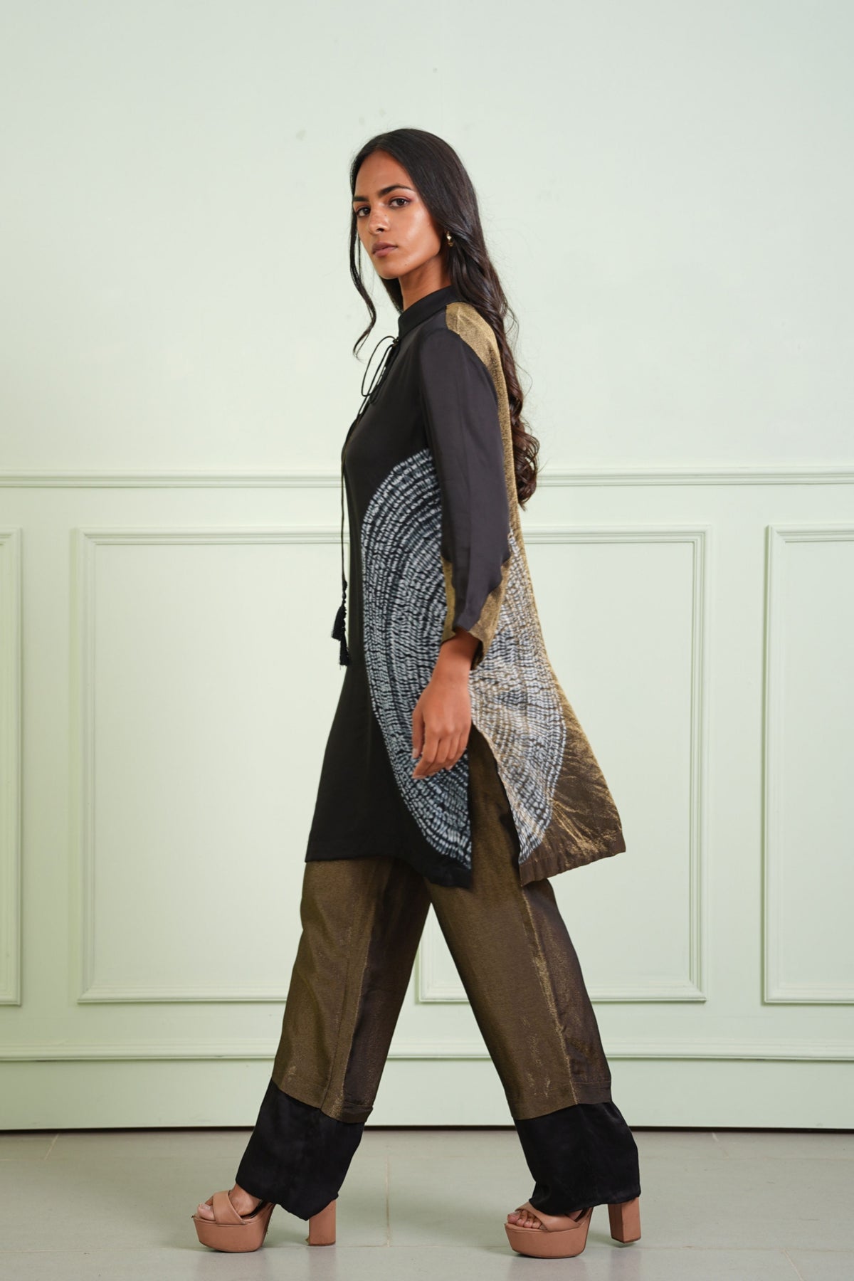 Black Tissue Shibori Tunic