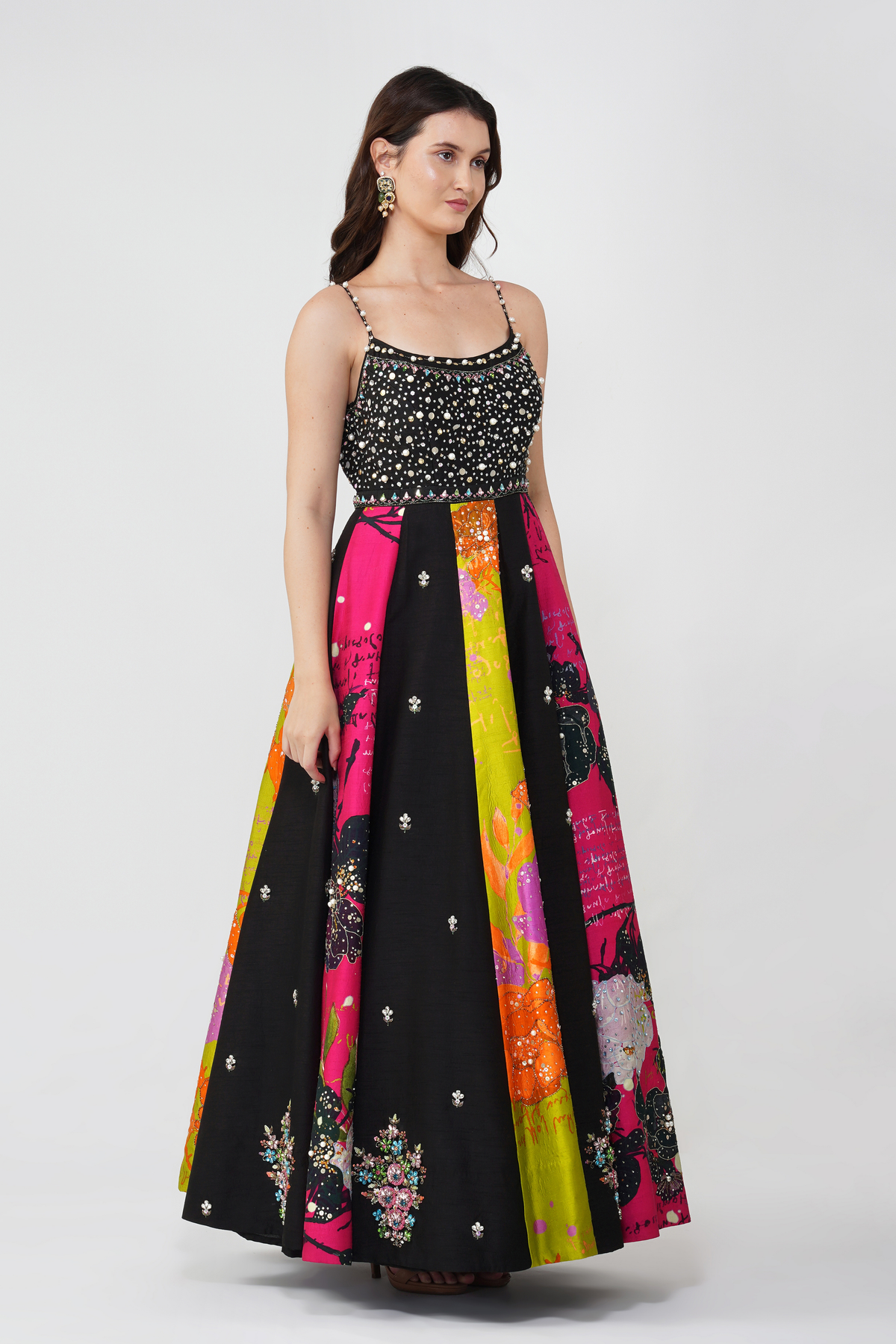 Flower and Crystal Anarkali Set