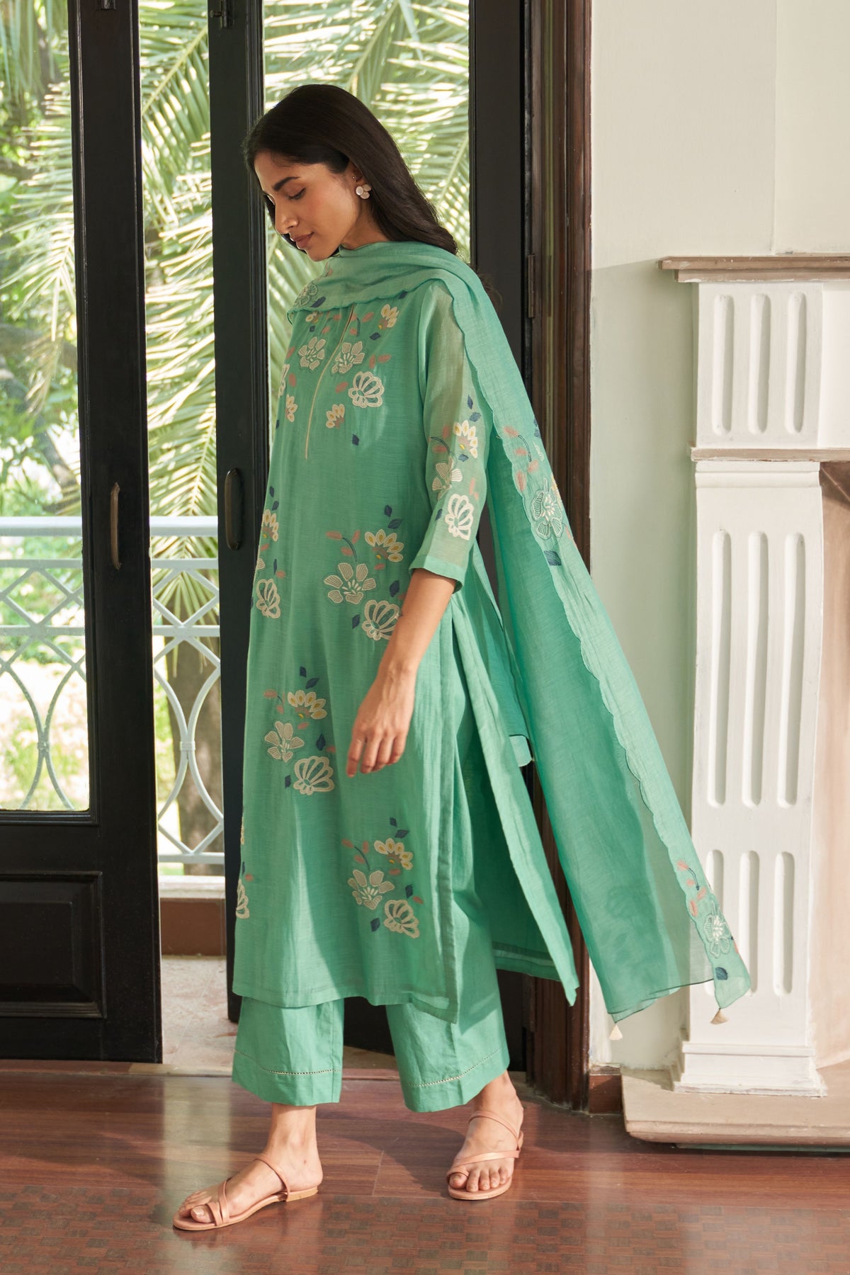 Mint Floral Kurta Set