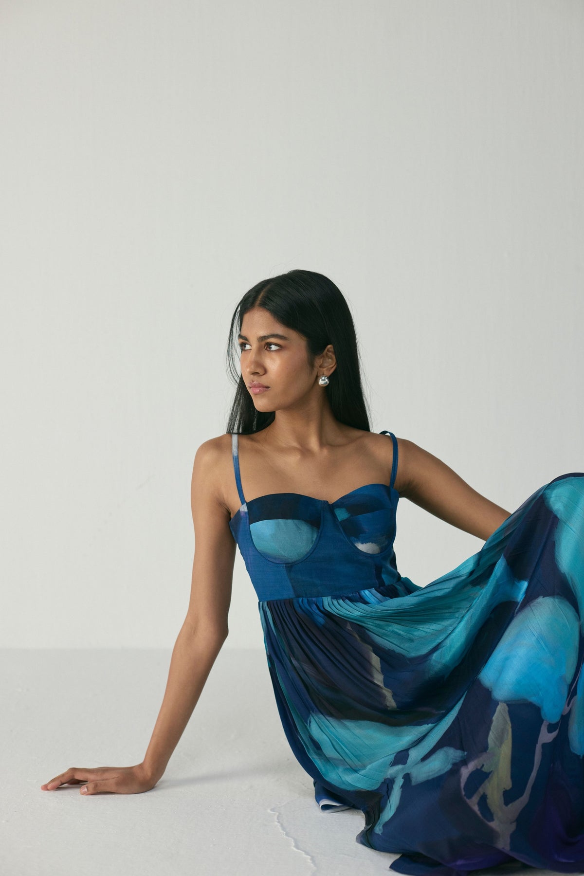 Blue Lagoon Crepe Bralet Dress