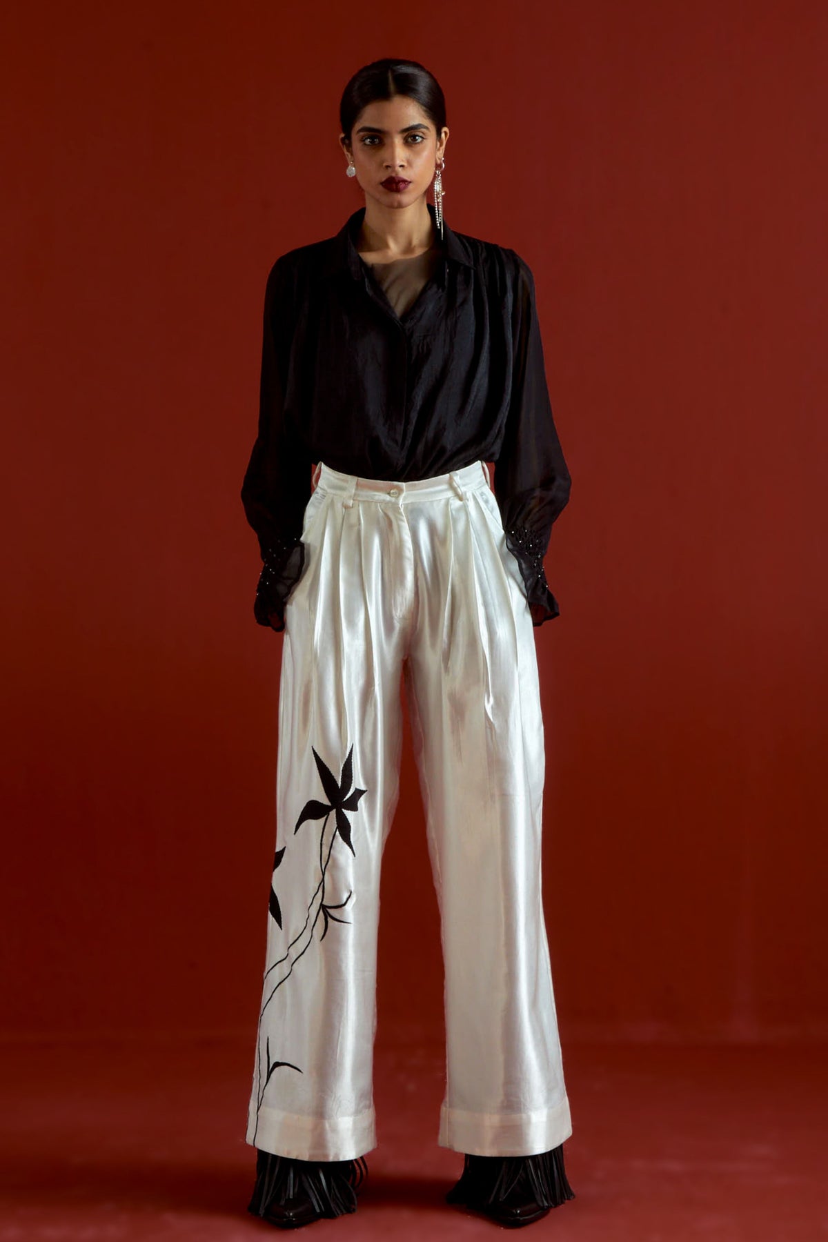 Smocking Detail Shirt Set