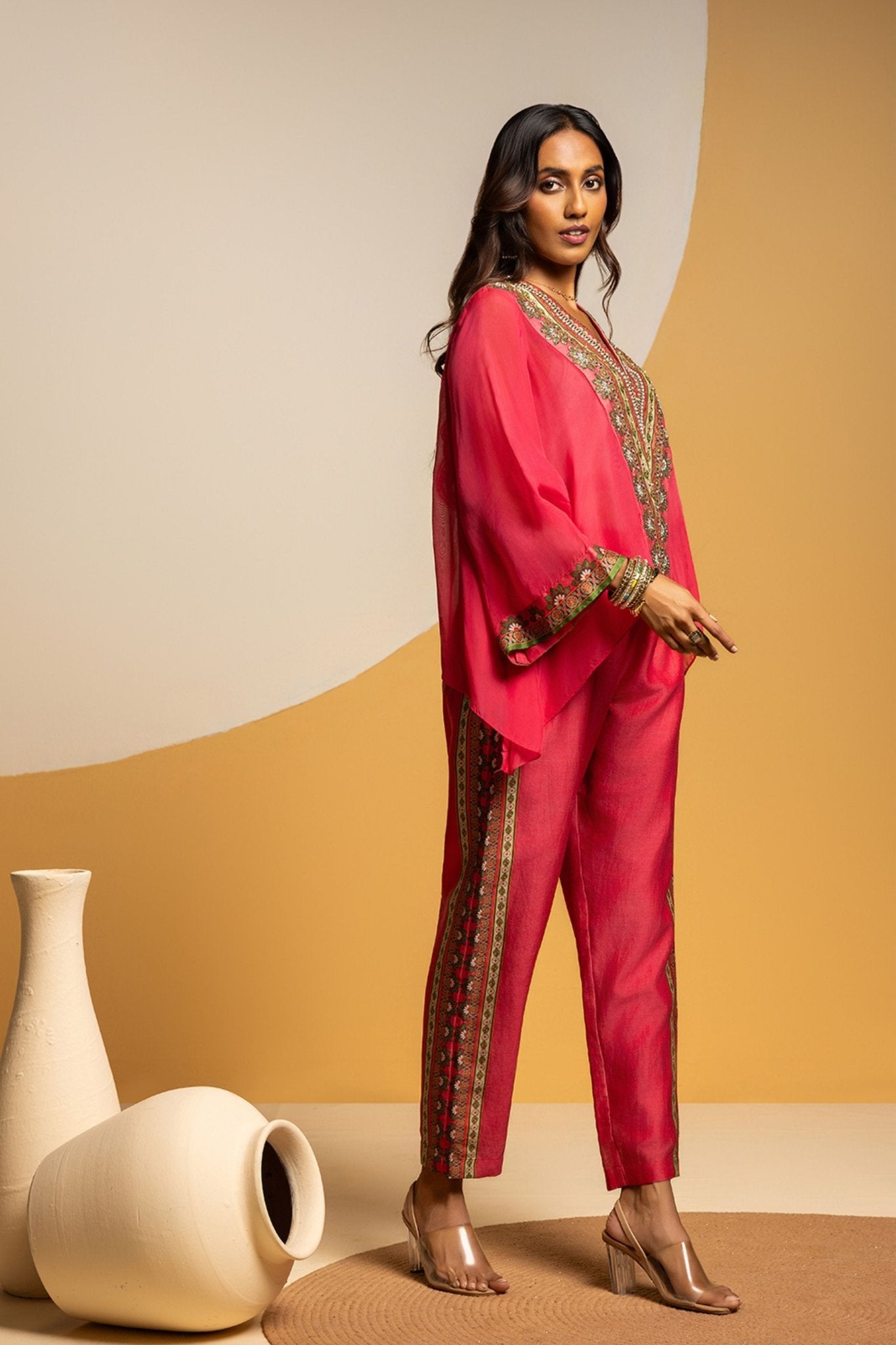 Pink Asymmetric Co - ord Set - Sougat Paul - Elahe