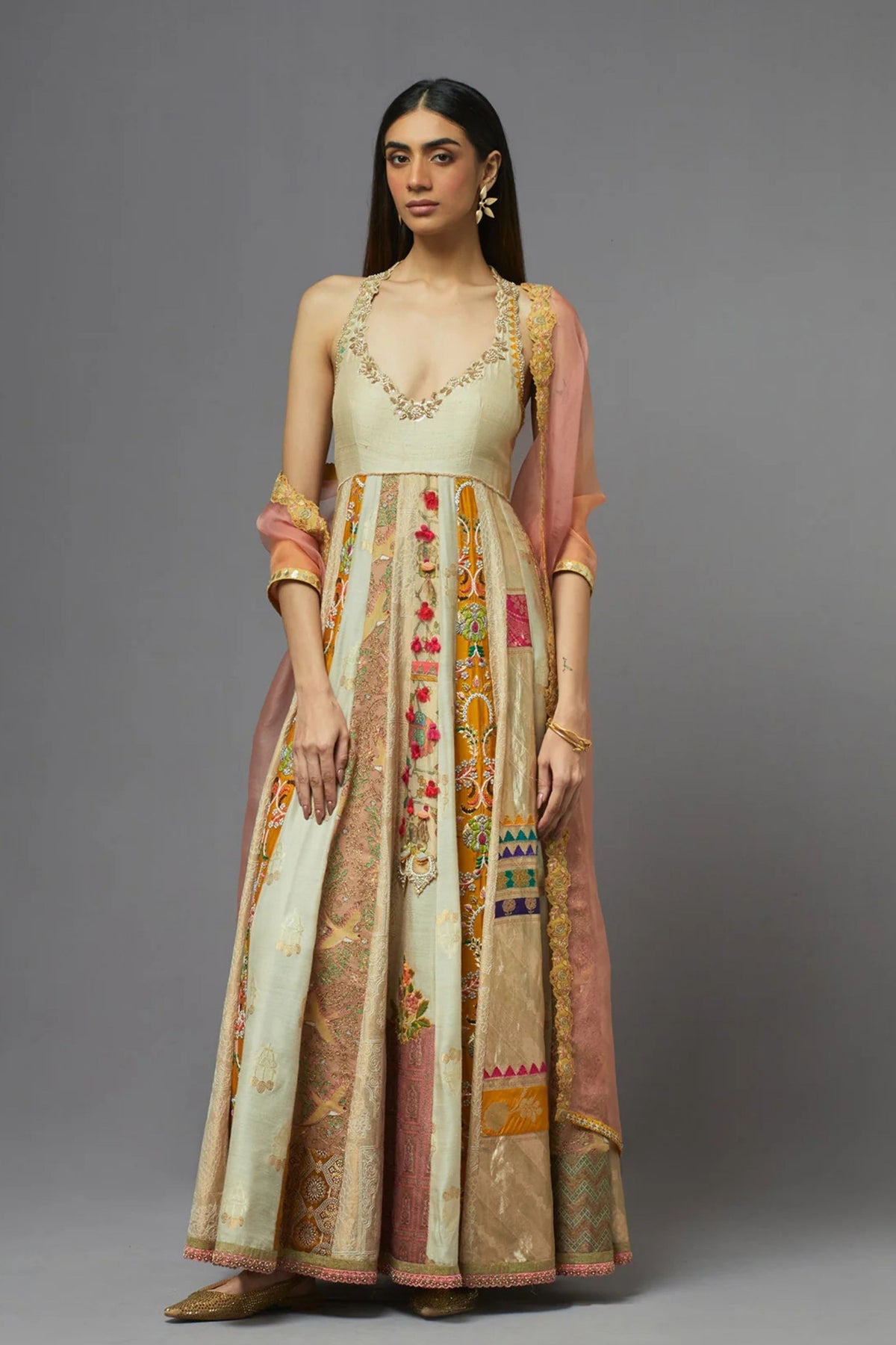 Ivory Embellished Anarkali Set