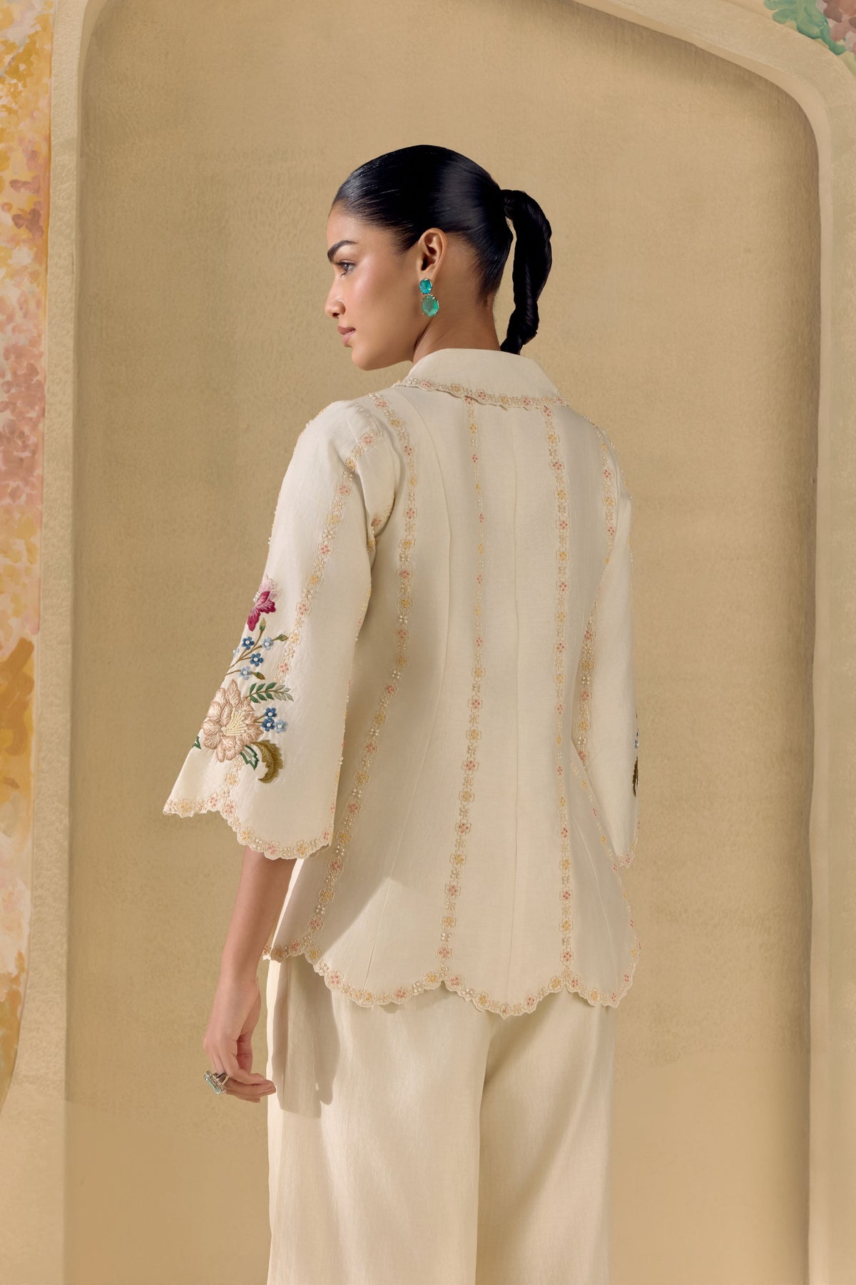 Ivory Floral Cordwork Jacket