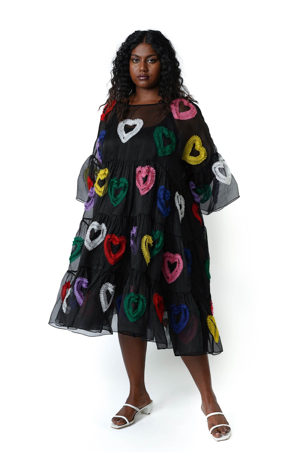 All Hearts Organza Tier Black Dress