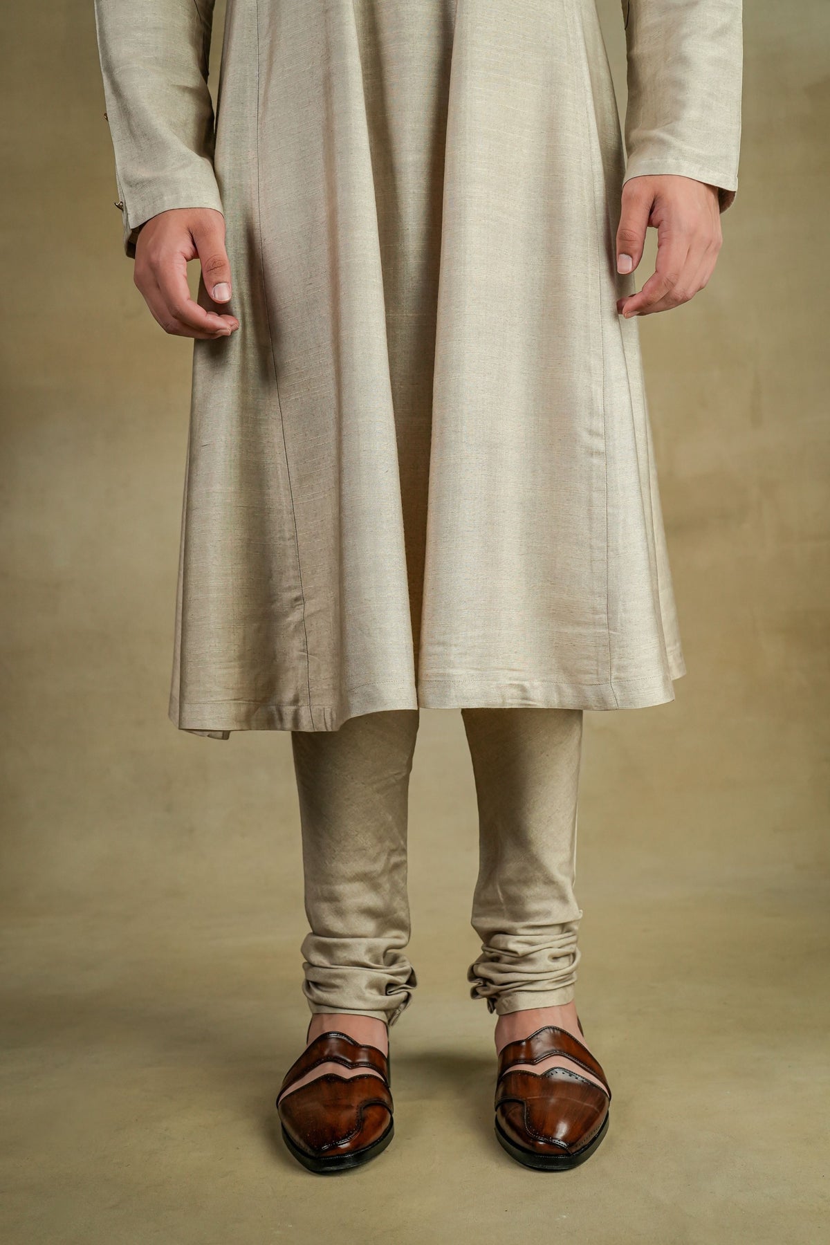 Sand Grey Anarkali Kurta Set