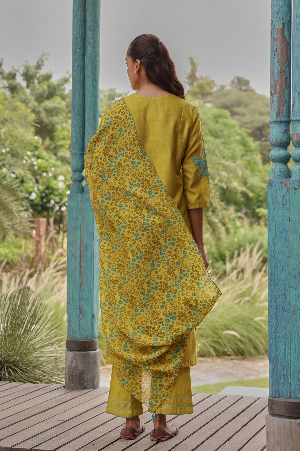 Ochre Applique Kurta Set
