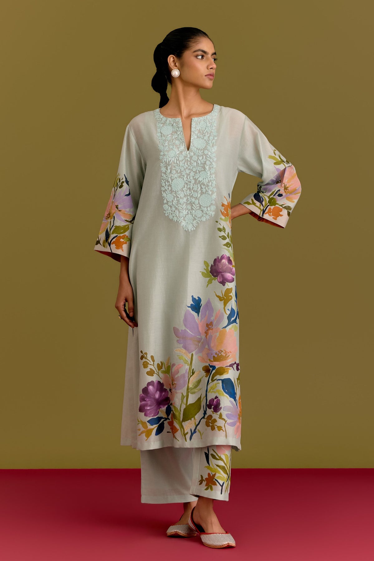 Blue Hand Painted Kurta Set