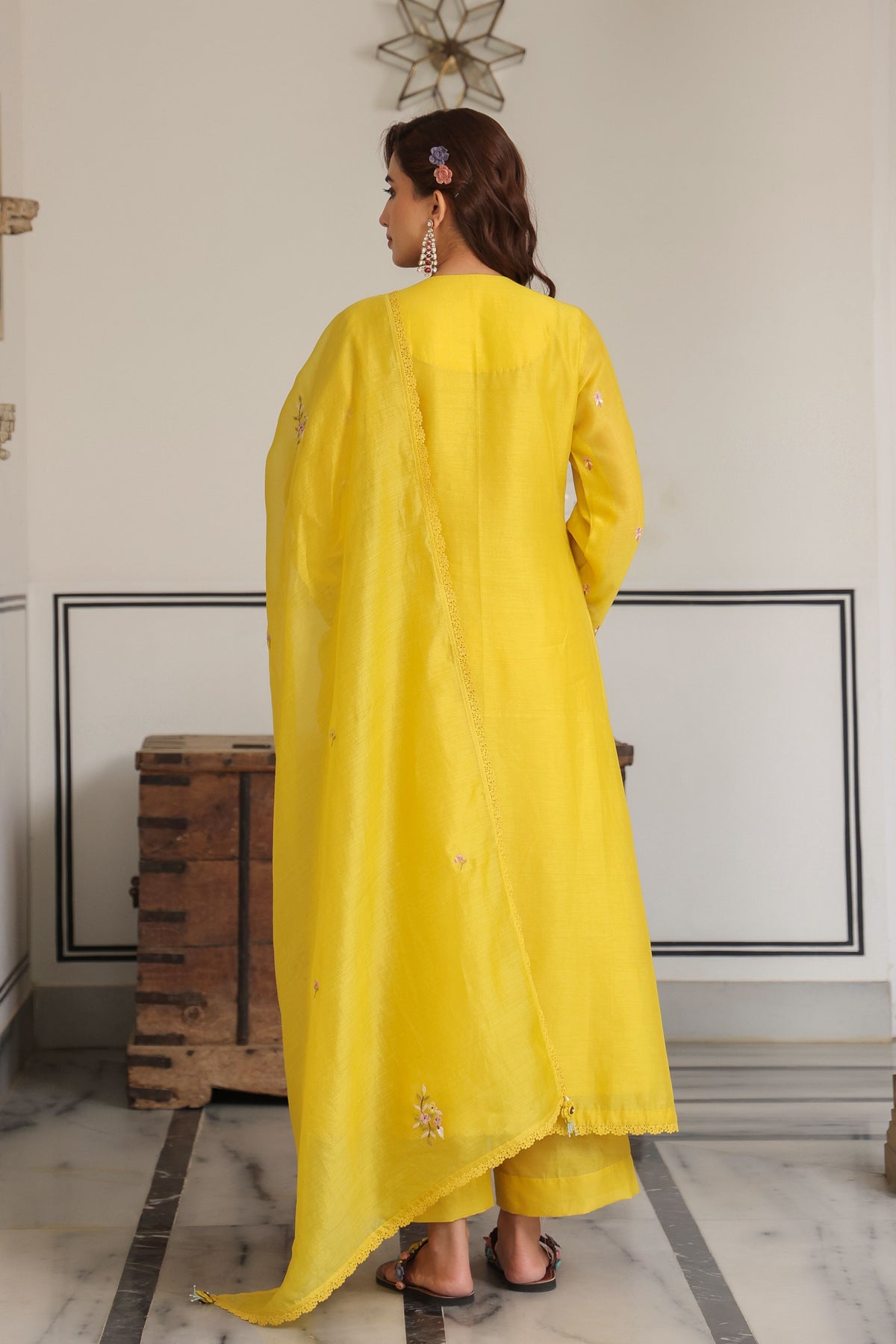 Gulzar Yellow Choker Neck Kurta Set