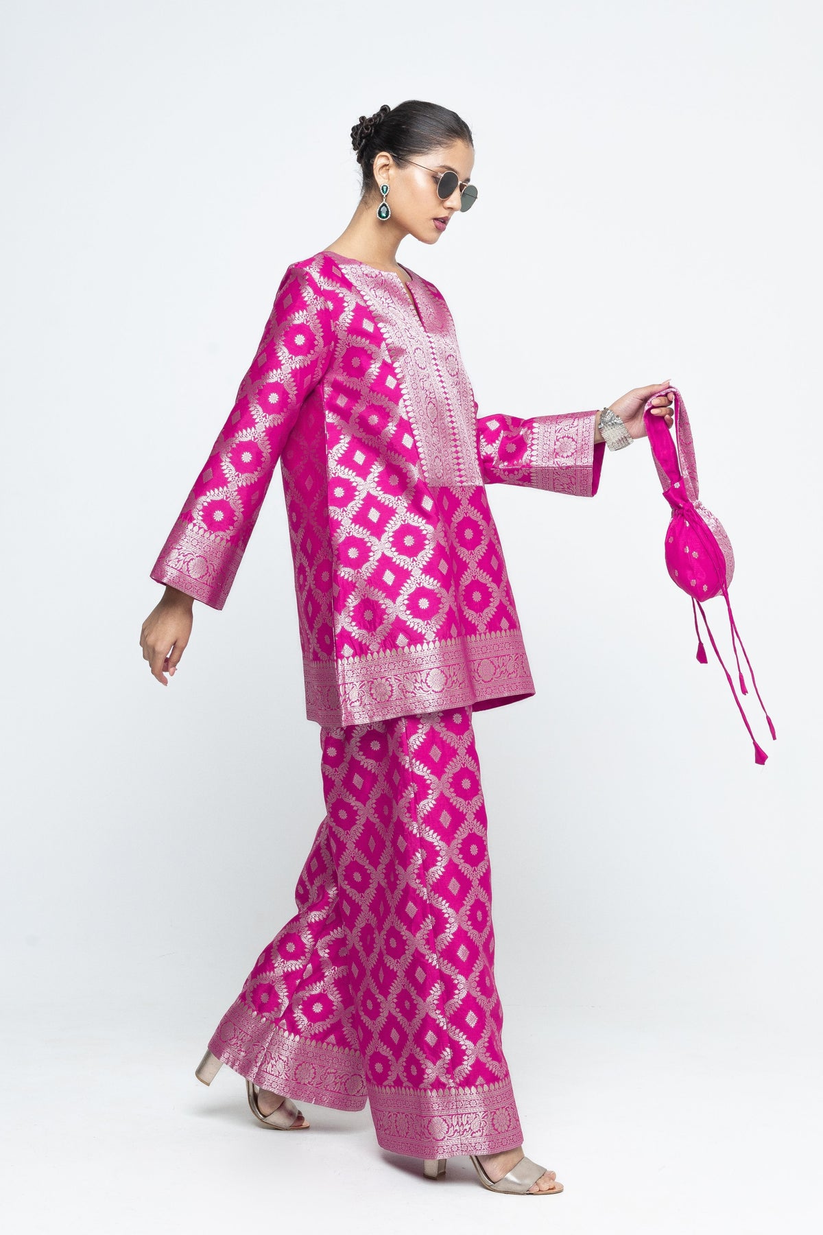 Heera  Jaal Pink Tunic Set