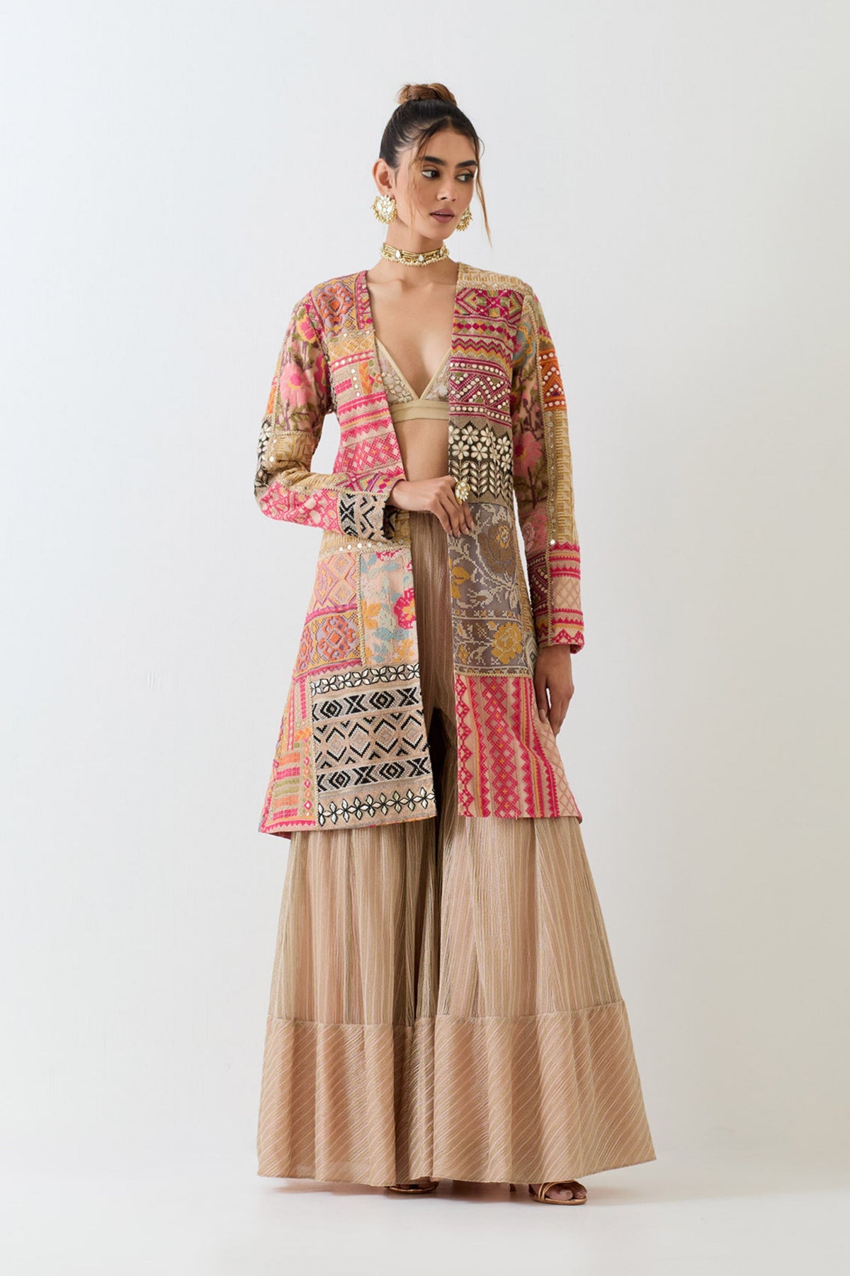 Chanderi Jacket Sharara Set