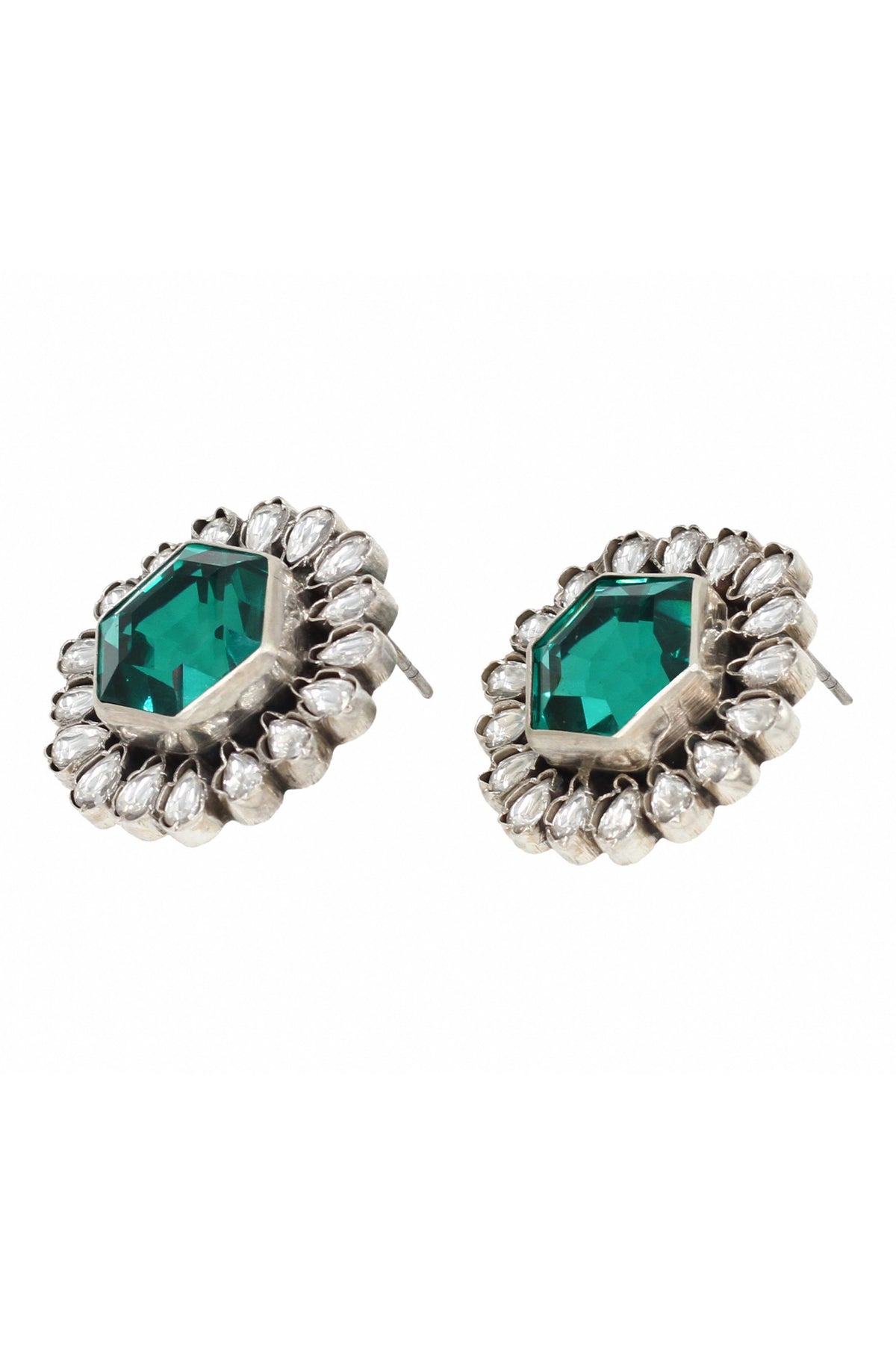 Green Earrings in Silver