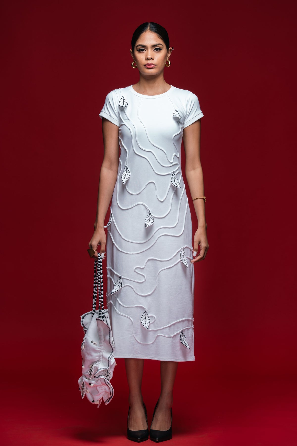 White Stemline Column Dress