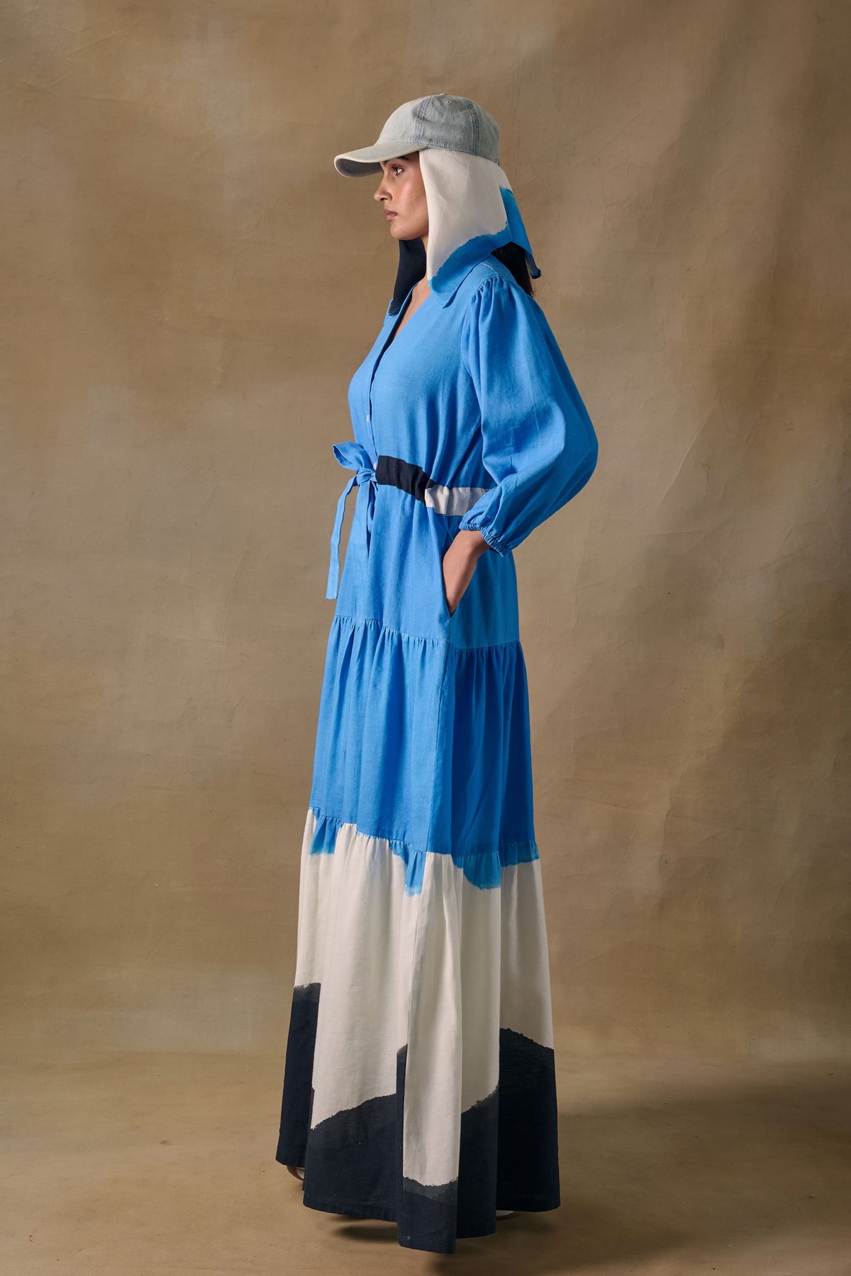 Blue Washed Tiered Dress