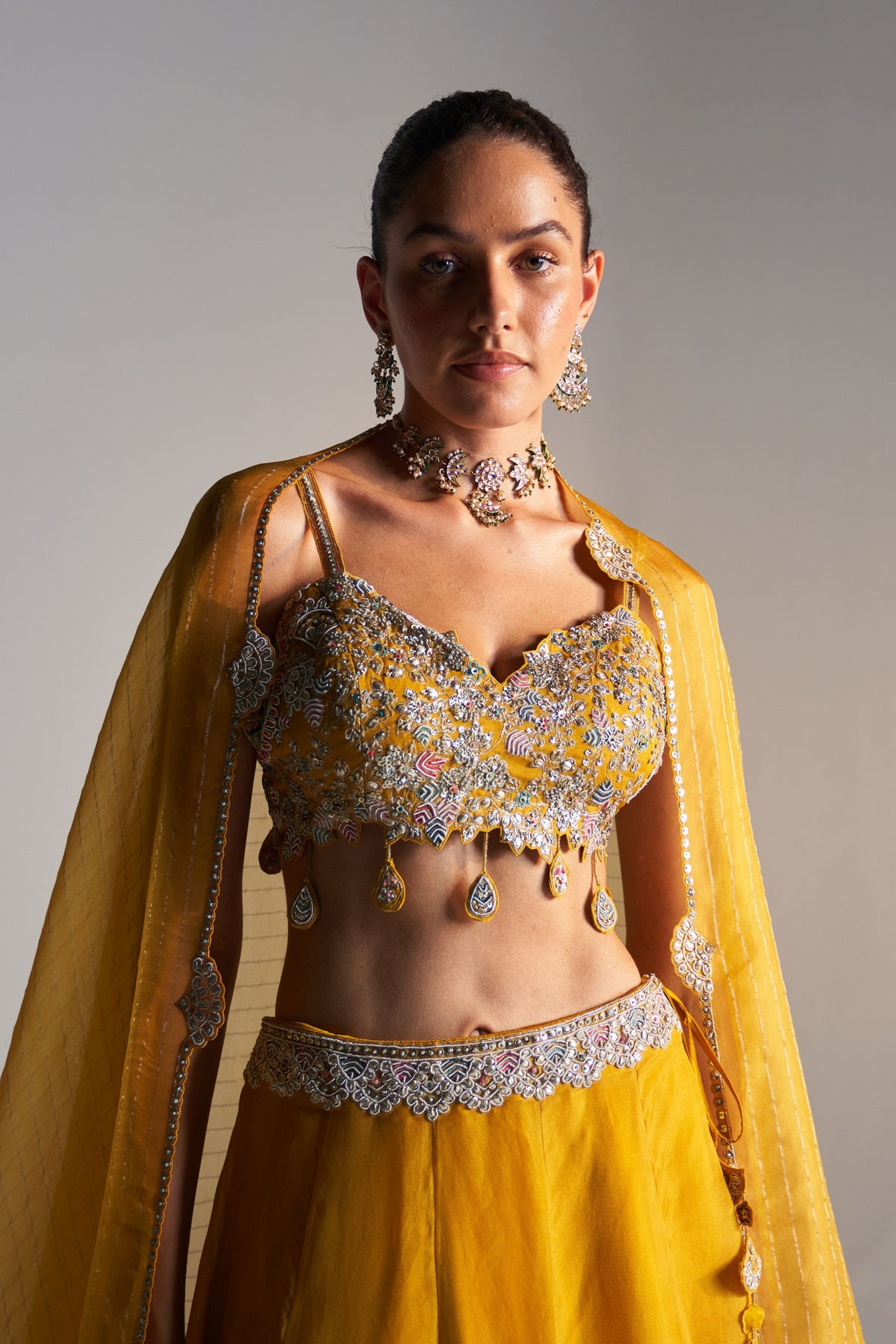 Honey Gold Embroidered Lehenga Set