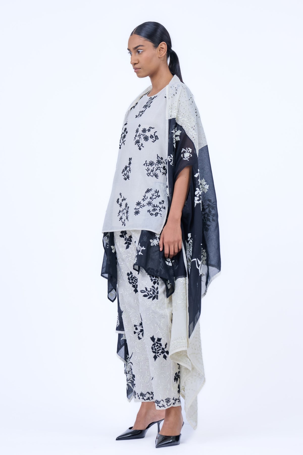 Ecru Black Cotton Top