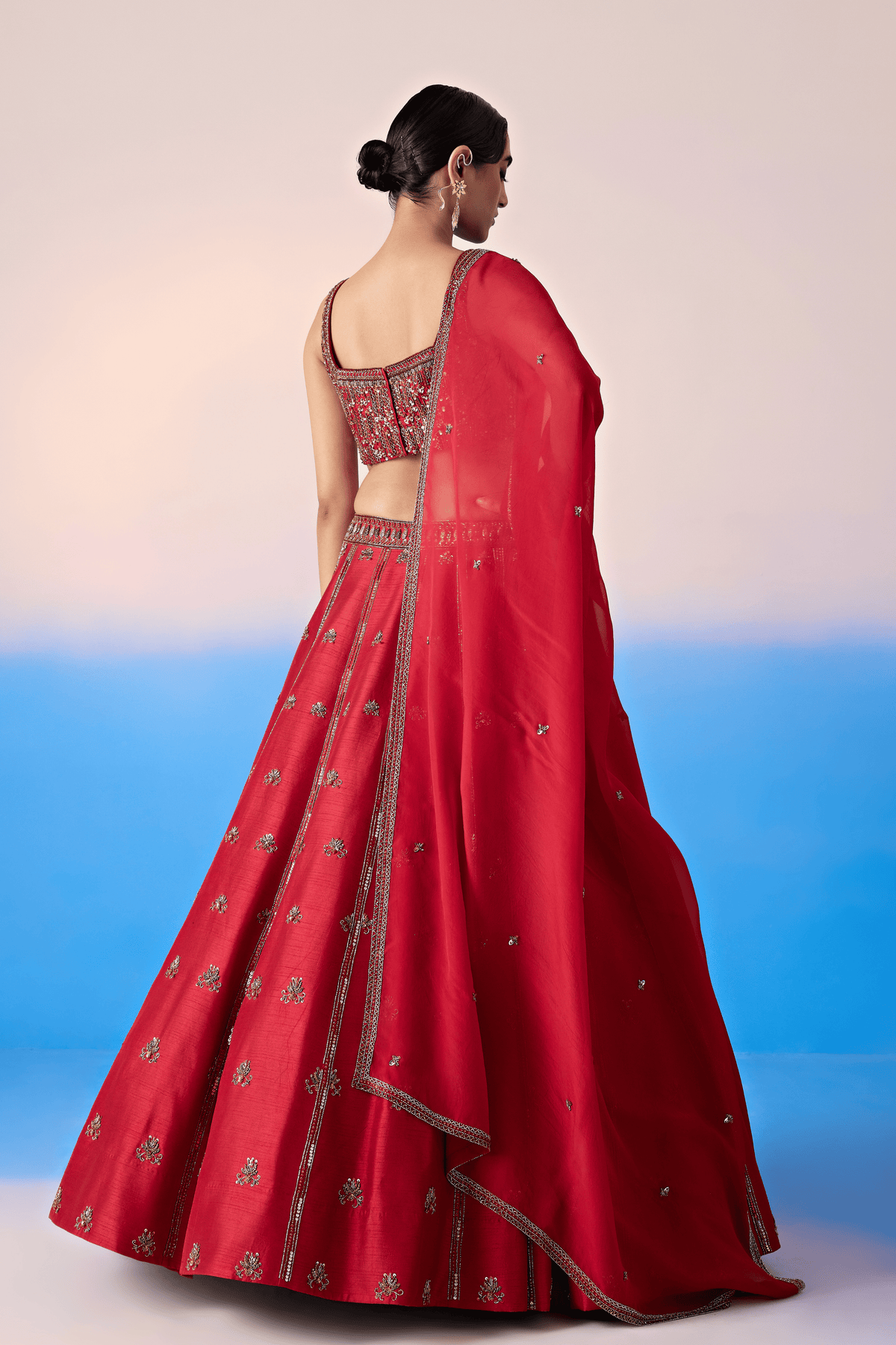 Carmine Red Lehenga Set
