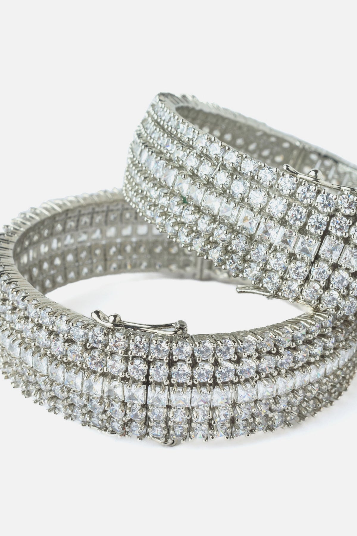 Silver Plated Zircon Bangles