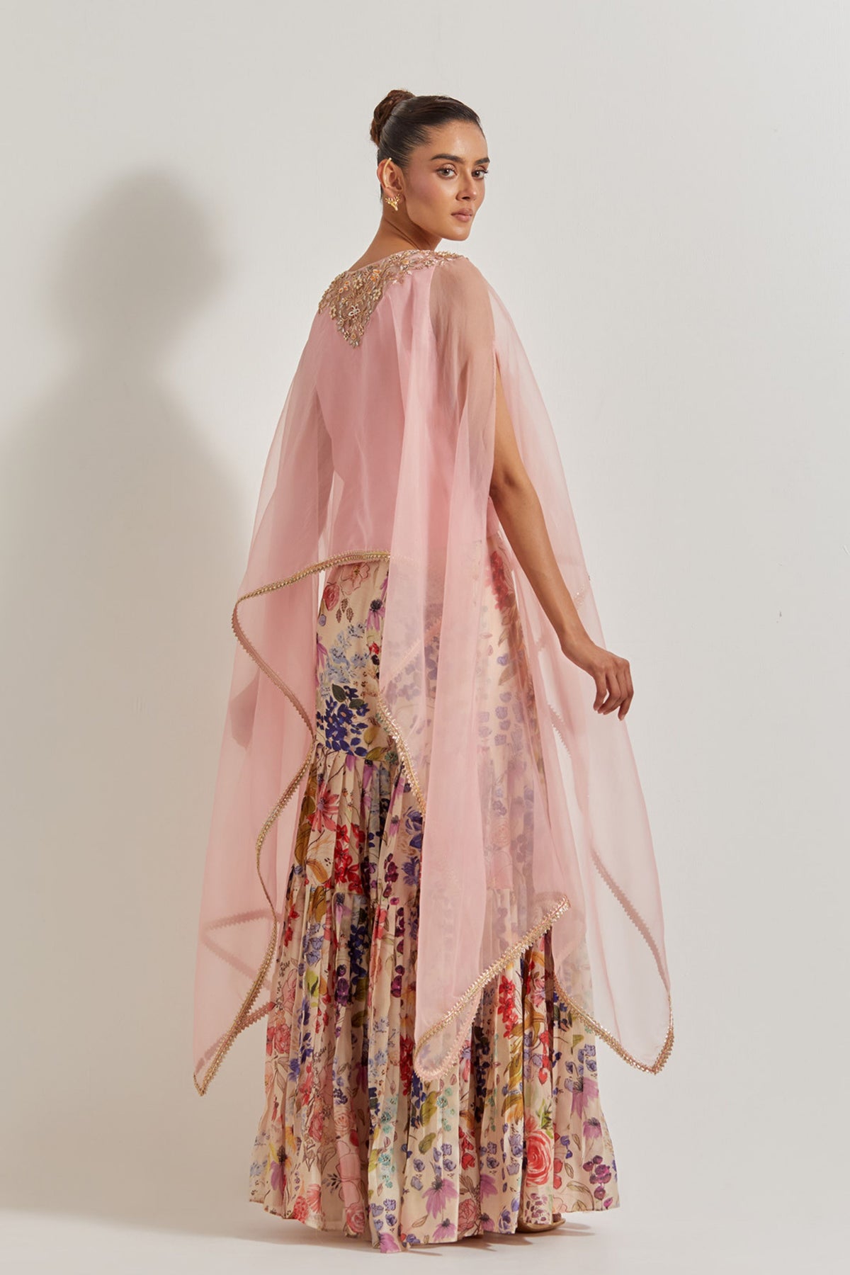 Chanderi Silk Sharara With Cape