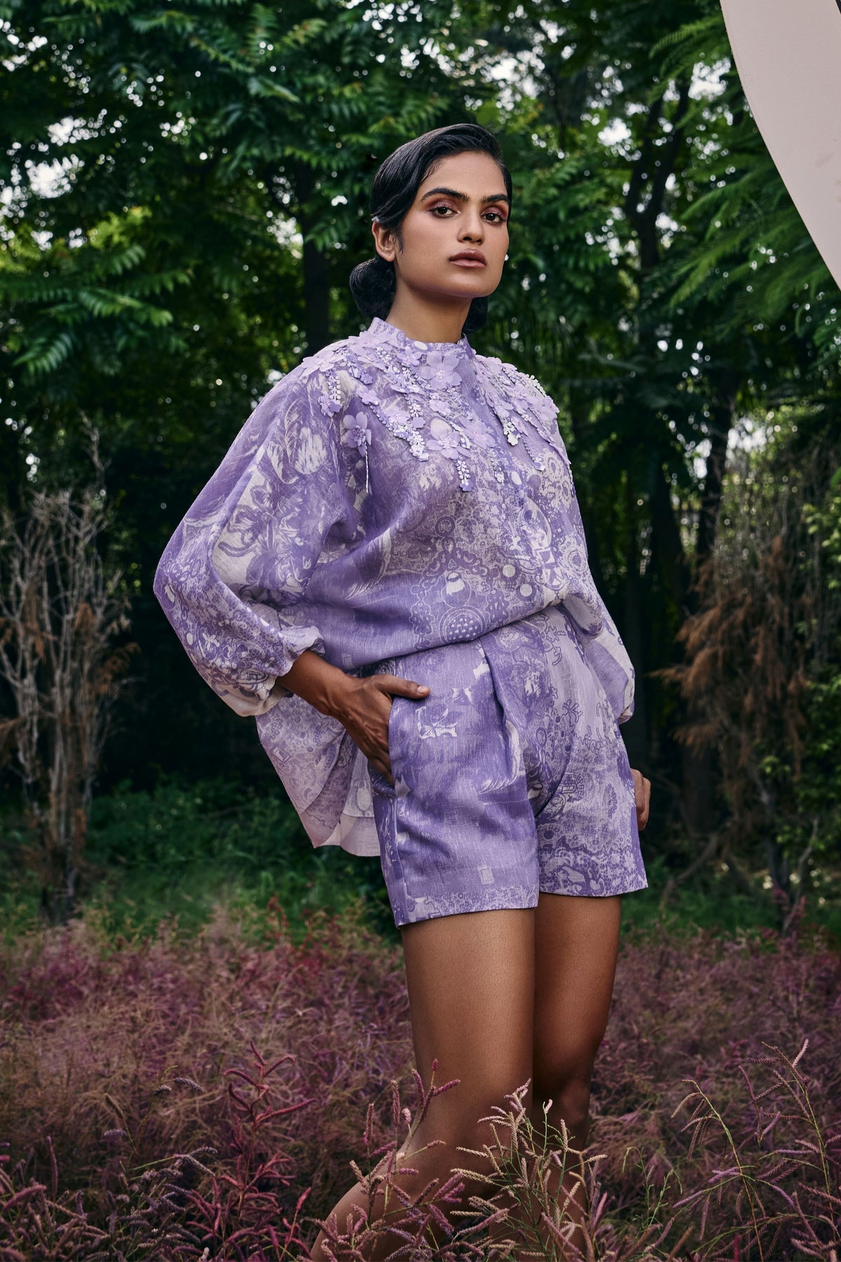 Treasure Embellished Easy Top and Pleated Shorts