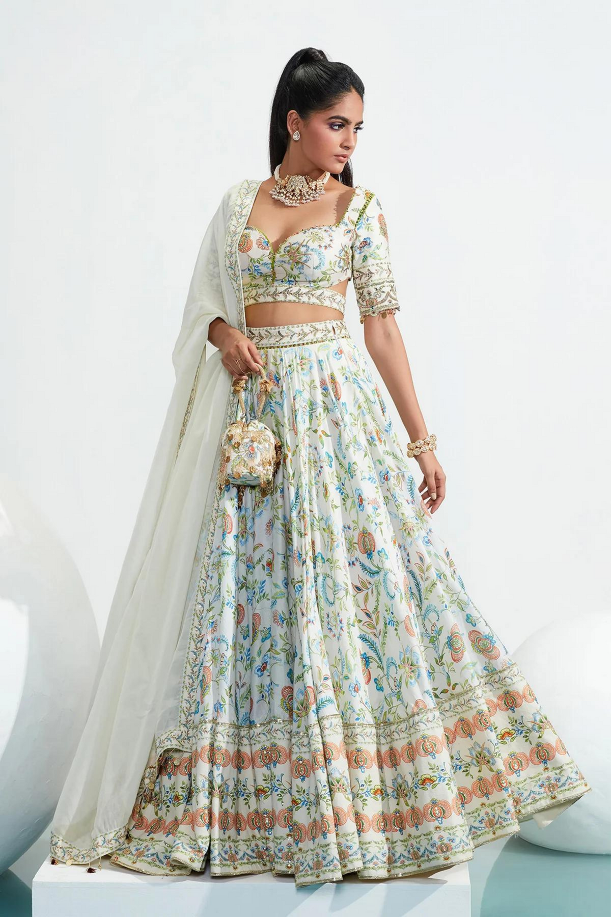 Laila Ivory Embroidered Lehenga Set