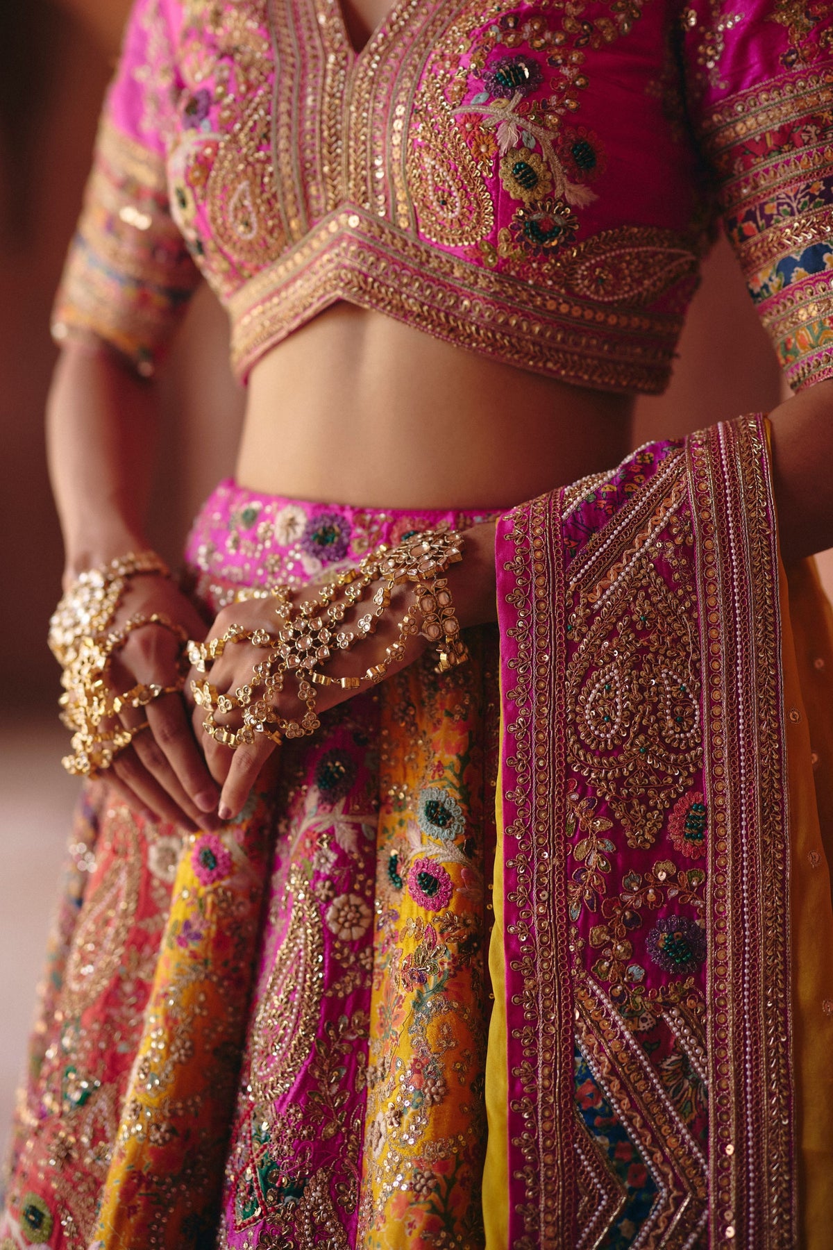 Gulrez 18 Kali Chevron Lehenga Set