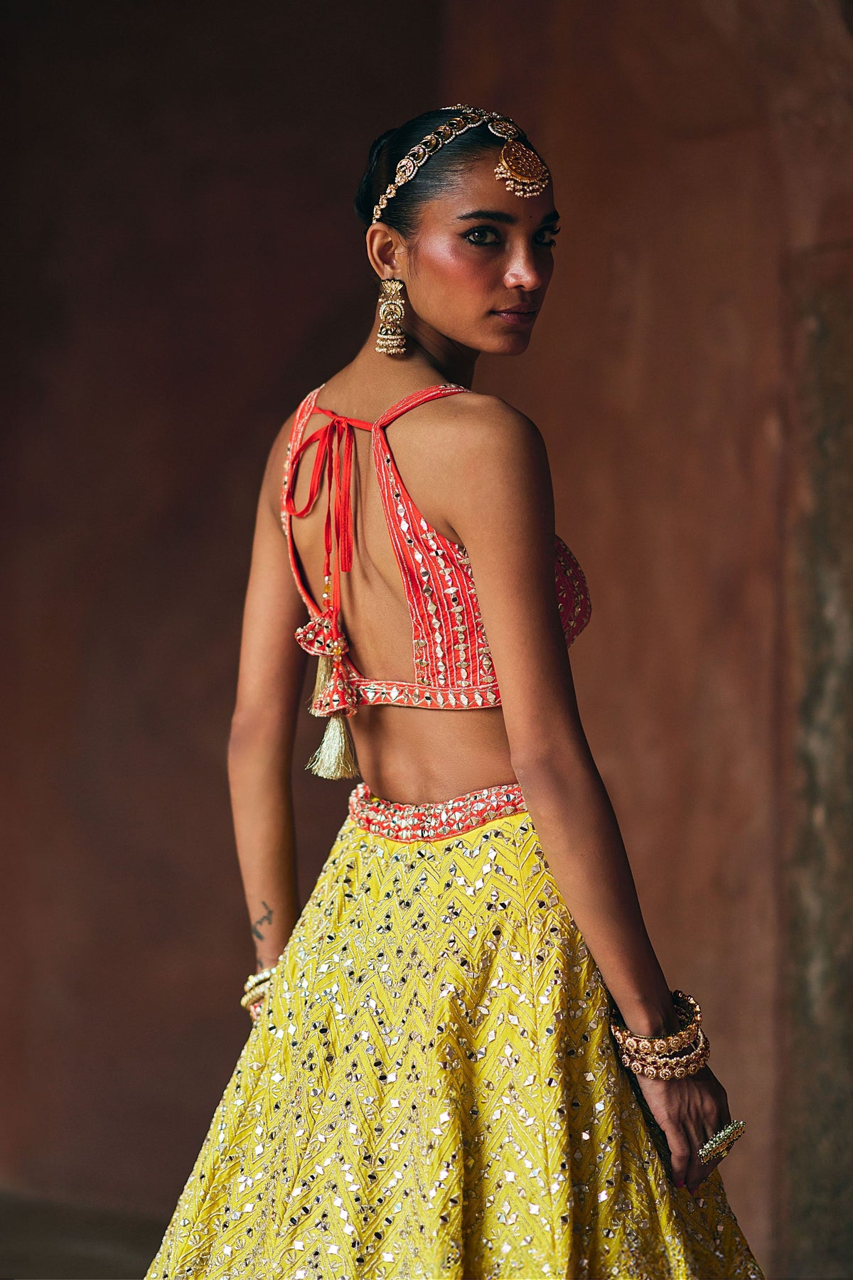 Yellow Raw Silk Lehenga Set