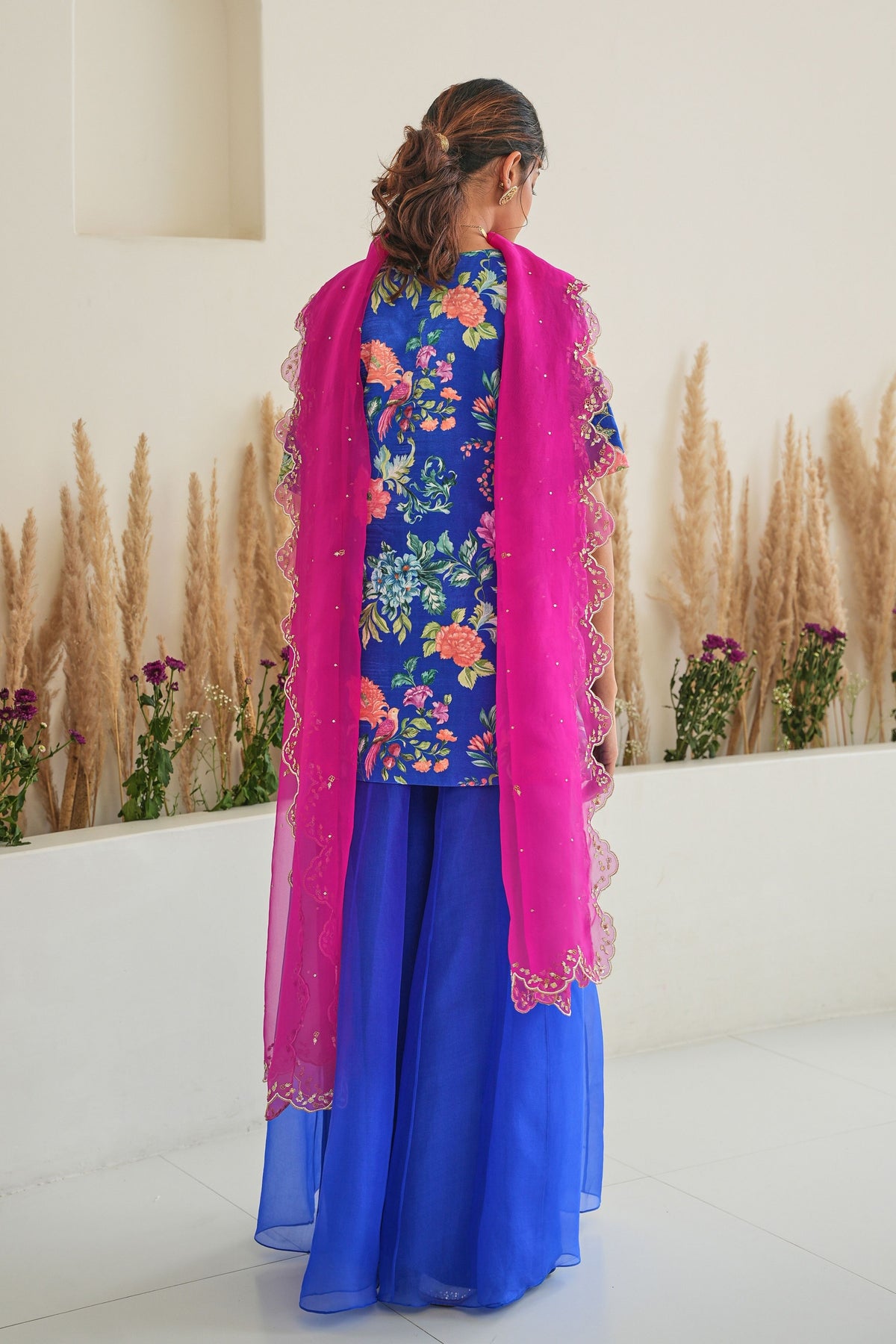 Fiza Sharara Set in Royal Blue With Dupatta