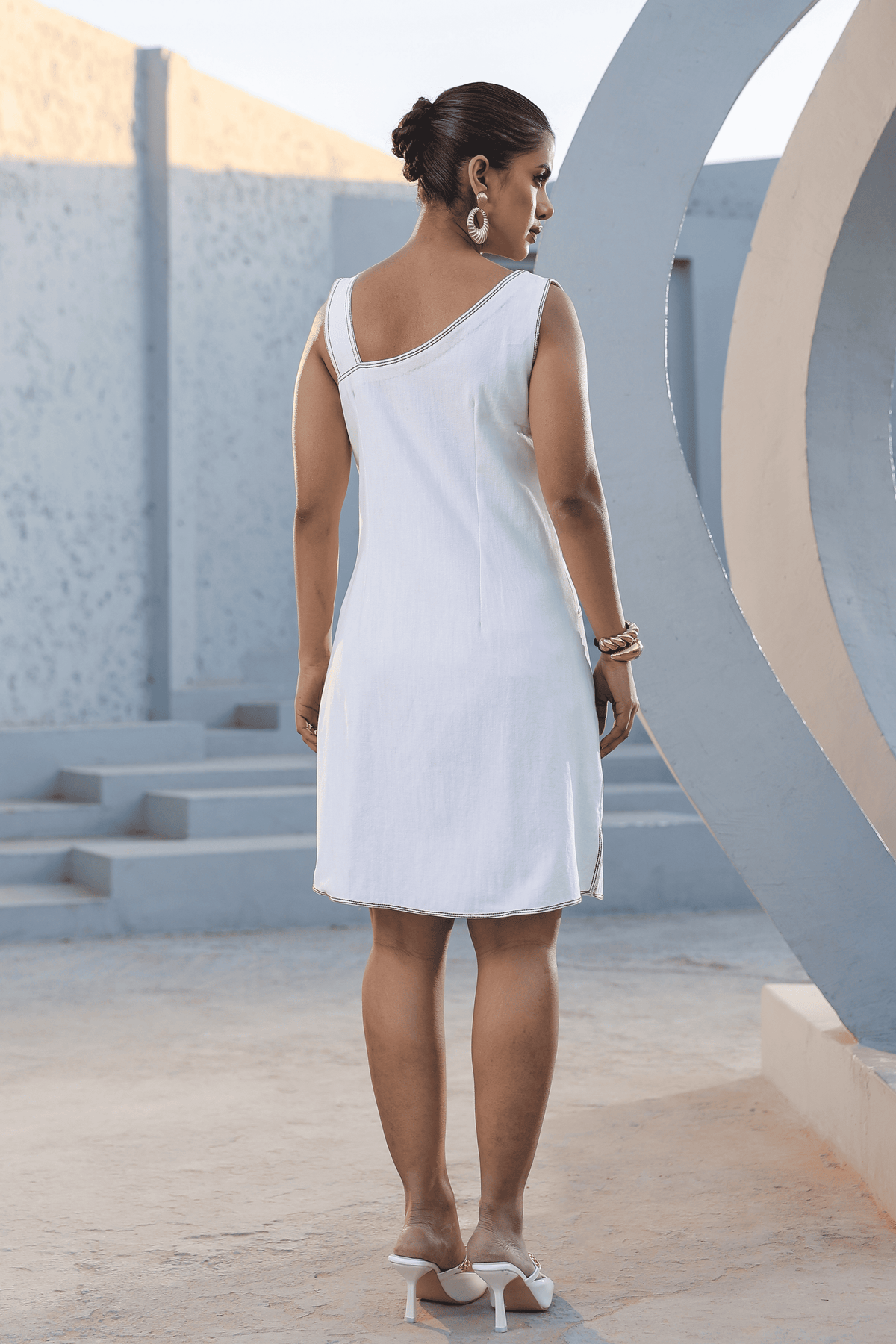 Azure Zip it up Dress in White