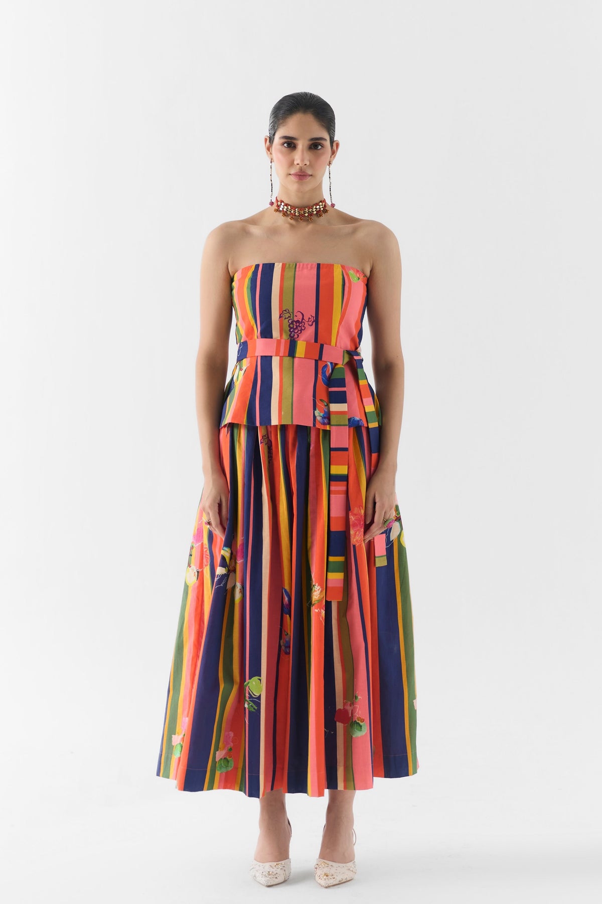 Pink Barcode Skirt Set