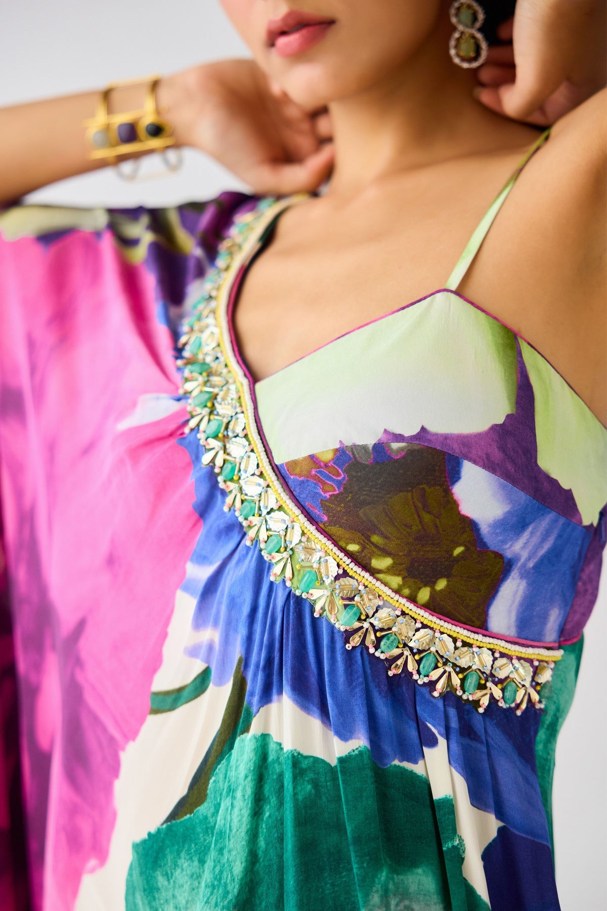 Blue Crepe Embellished Dress