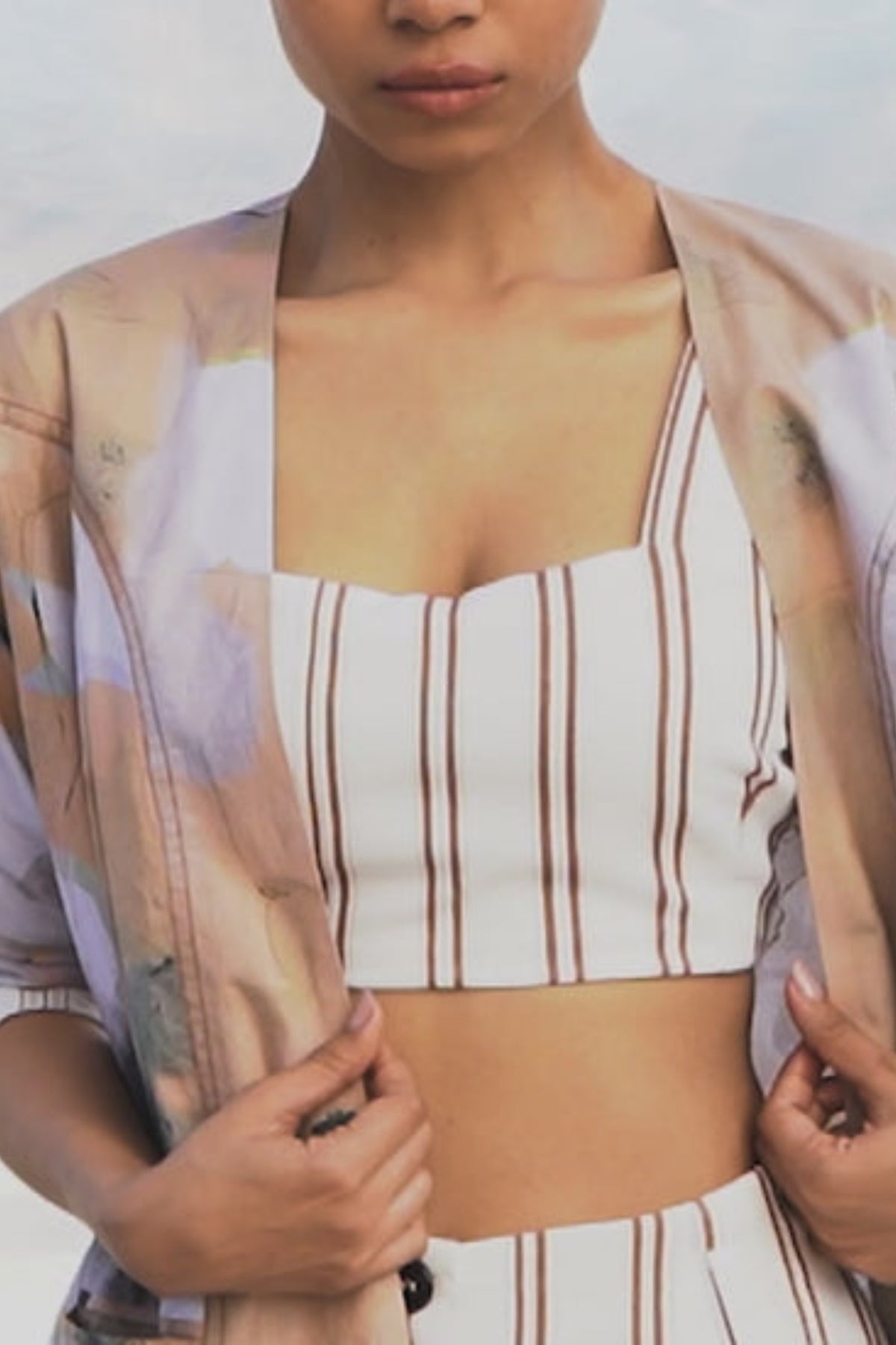 Brown Stripes Crop Top
