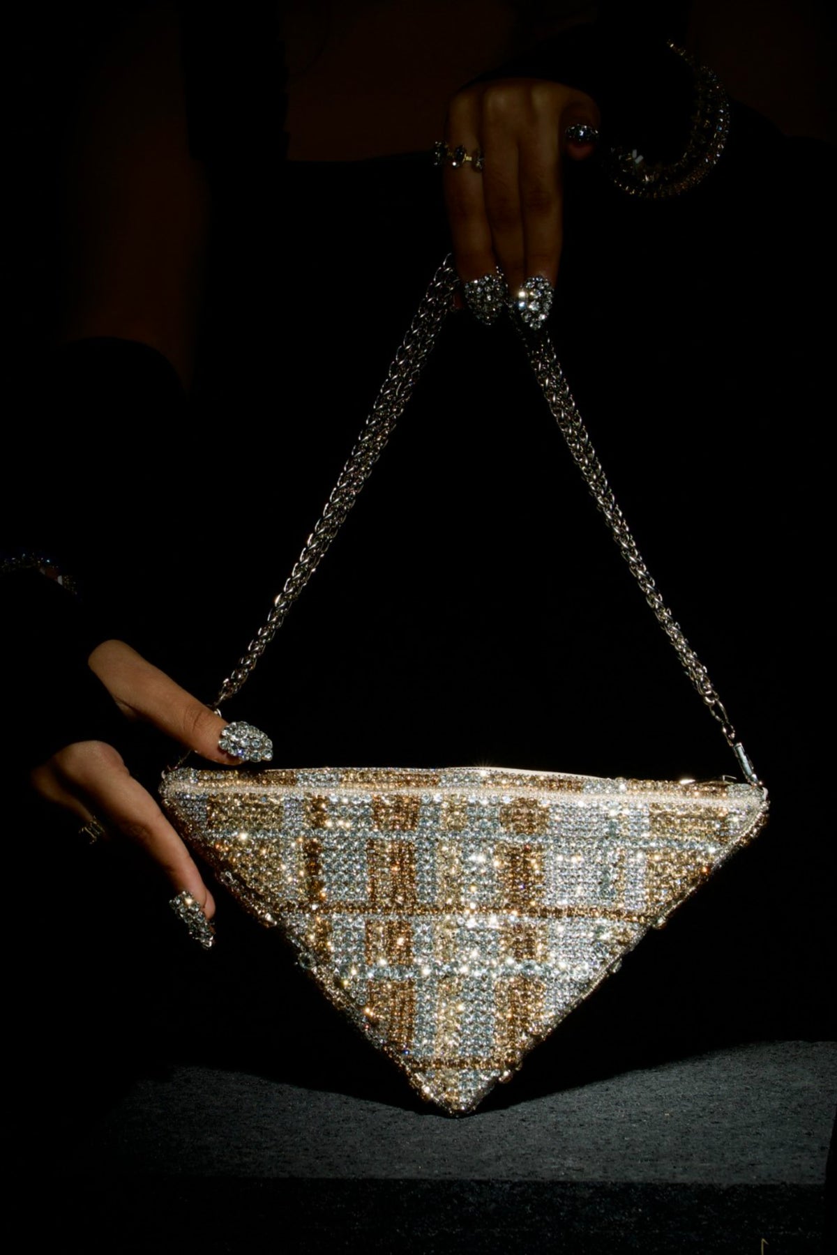 Triangle Gold and Silver Tweed Bag