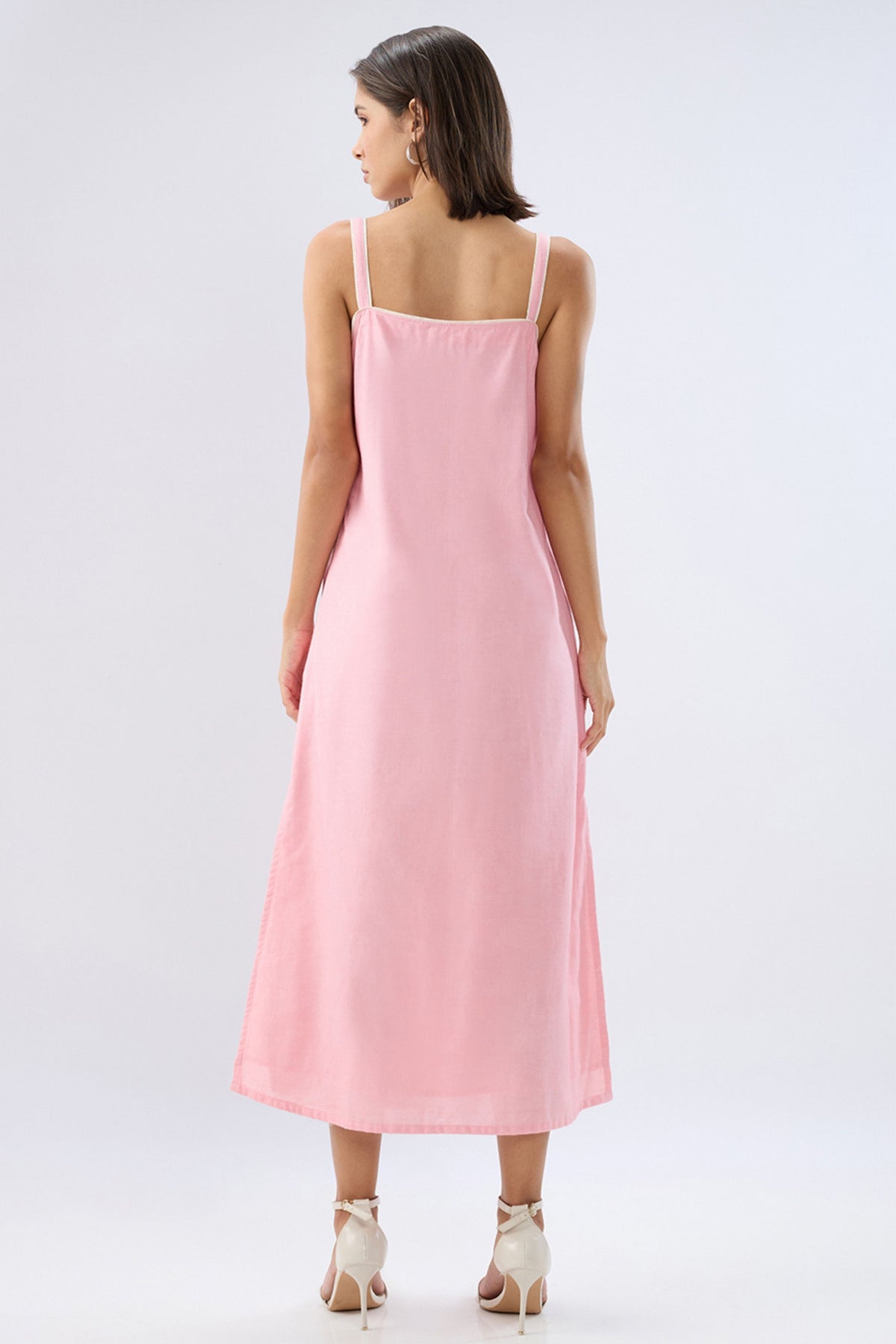 Pink Square Neck Column Dress