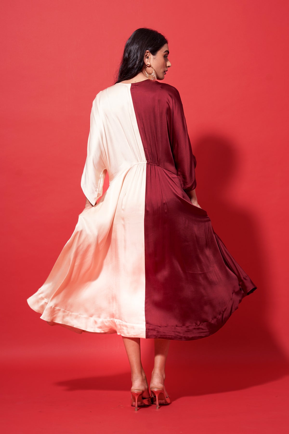 Ivory and Maroon Lumina Dress