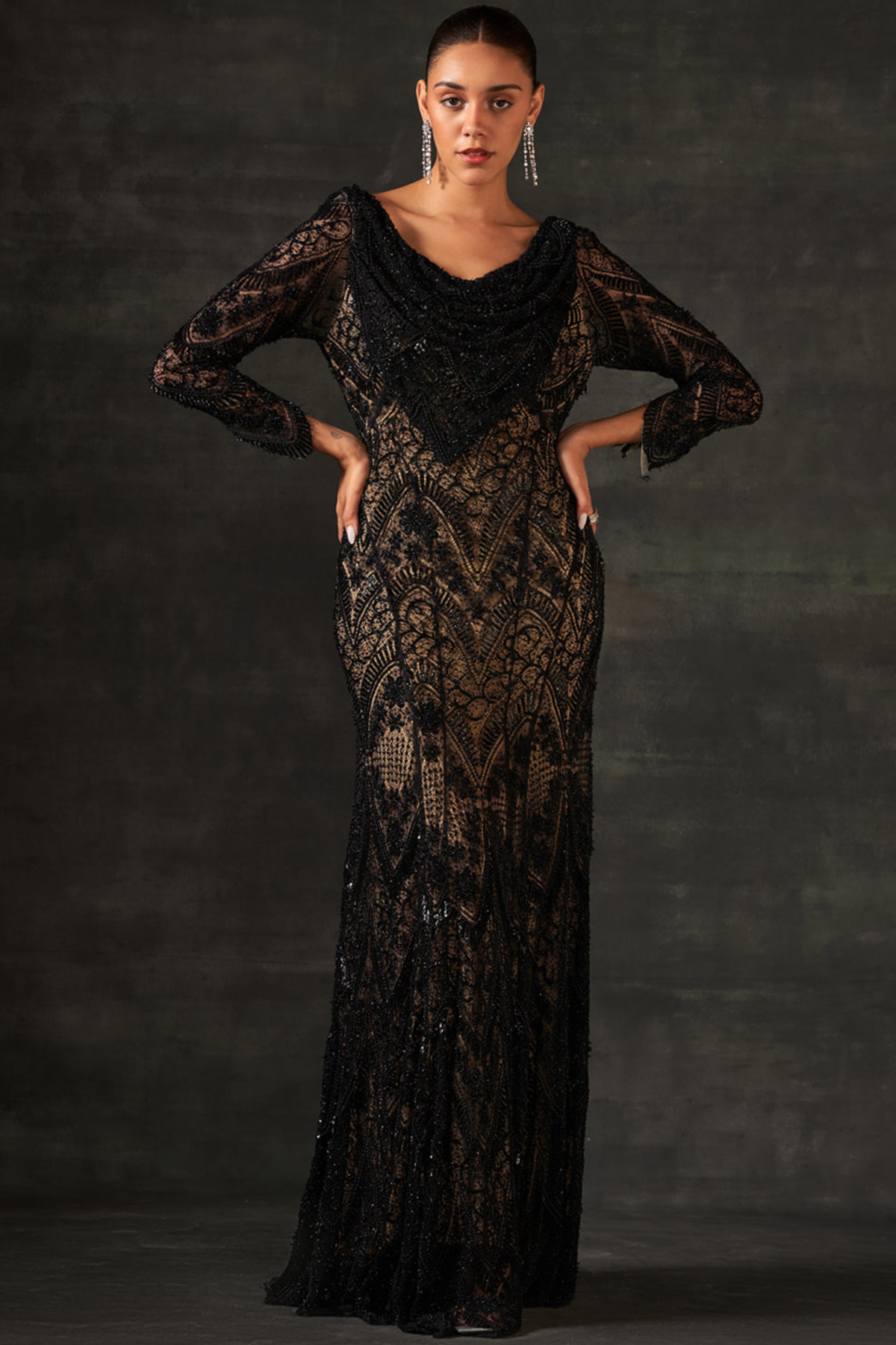 Black Embroidered Gown