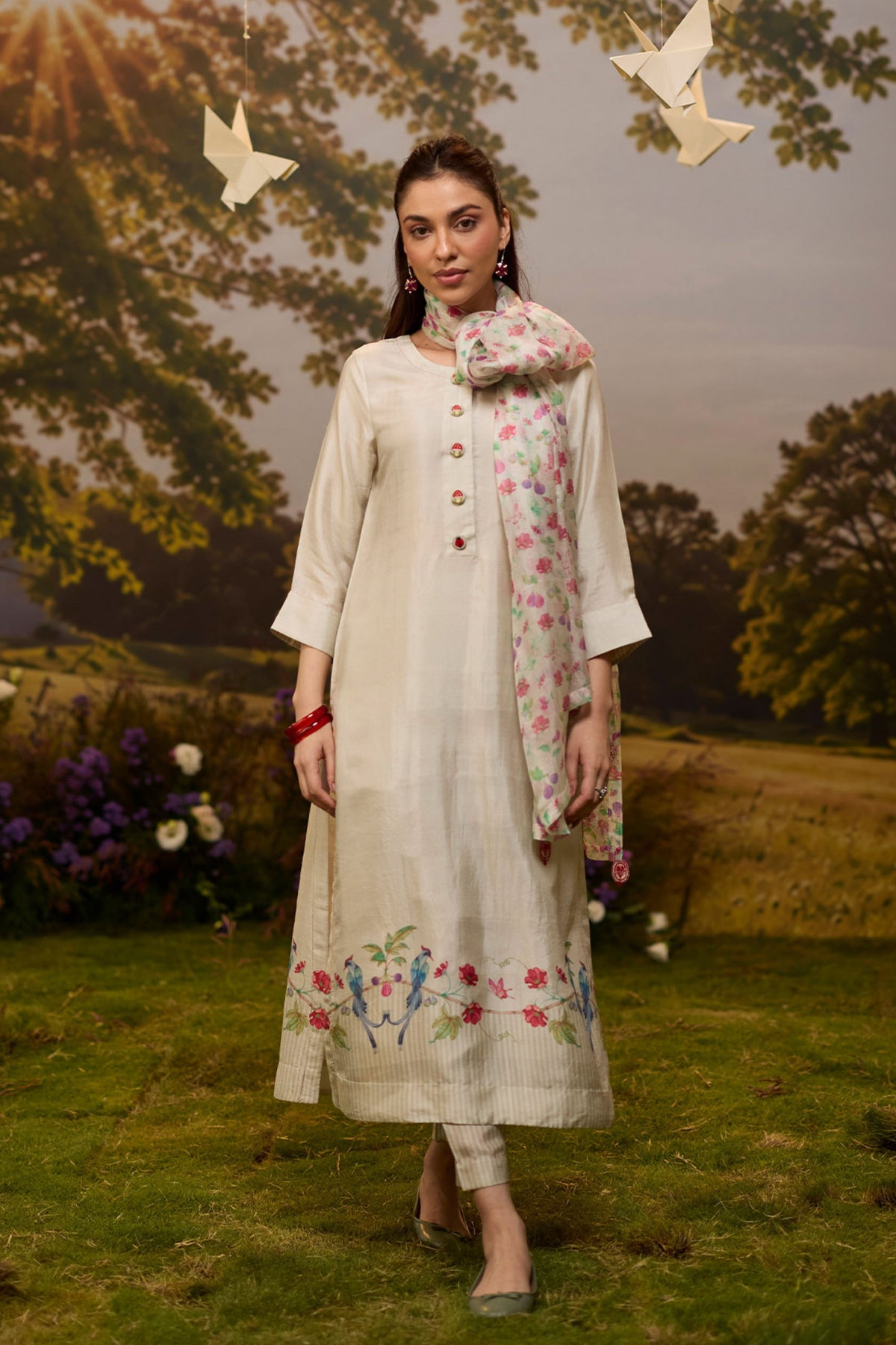 Garden's Edge Ivory Kurta Set