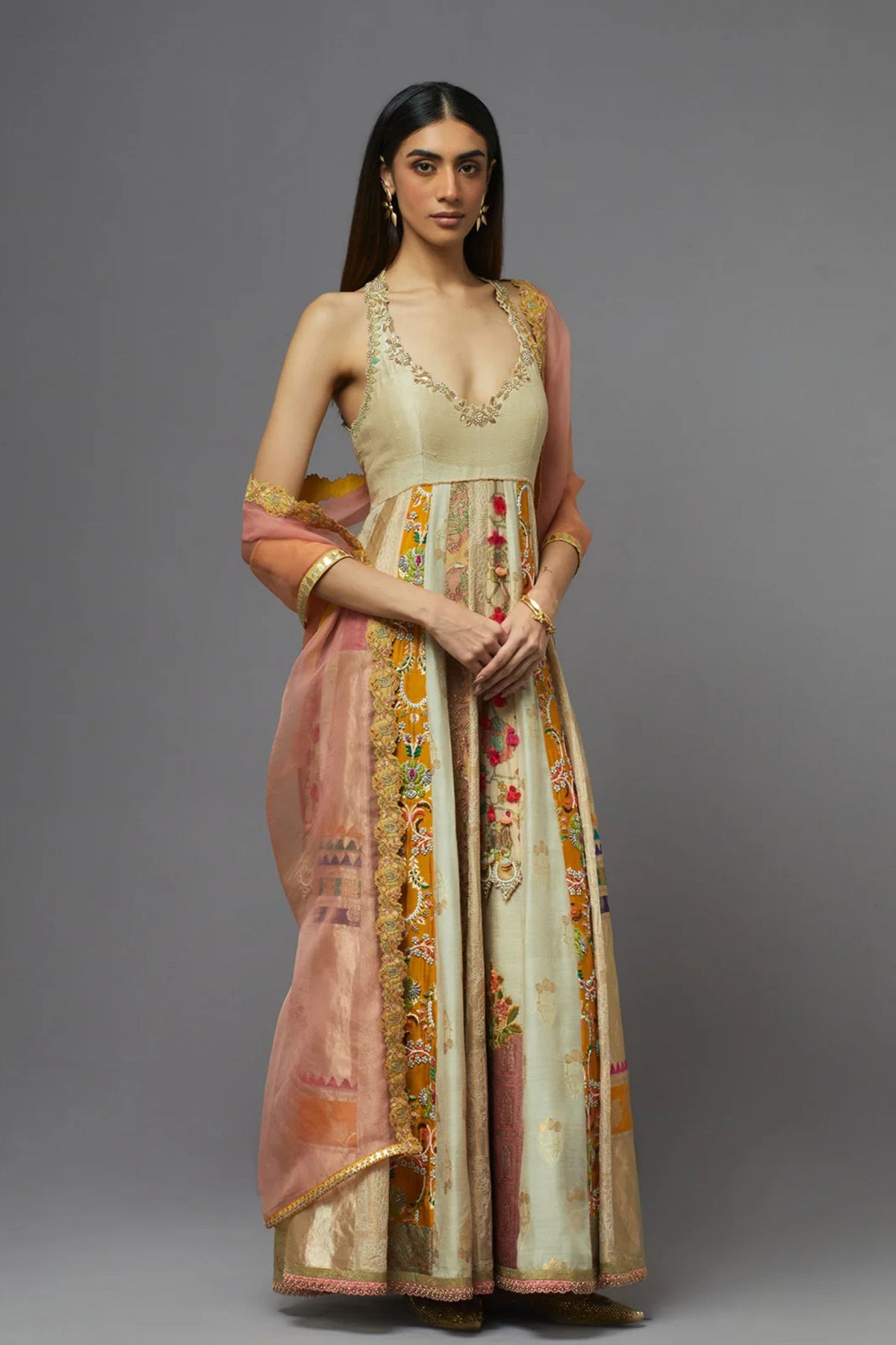 Ivory Embellished Anarkali Set