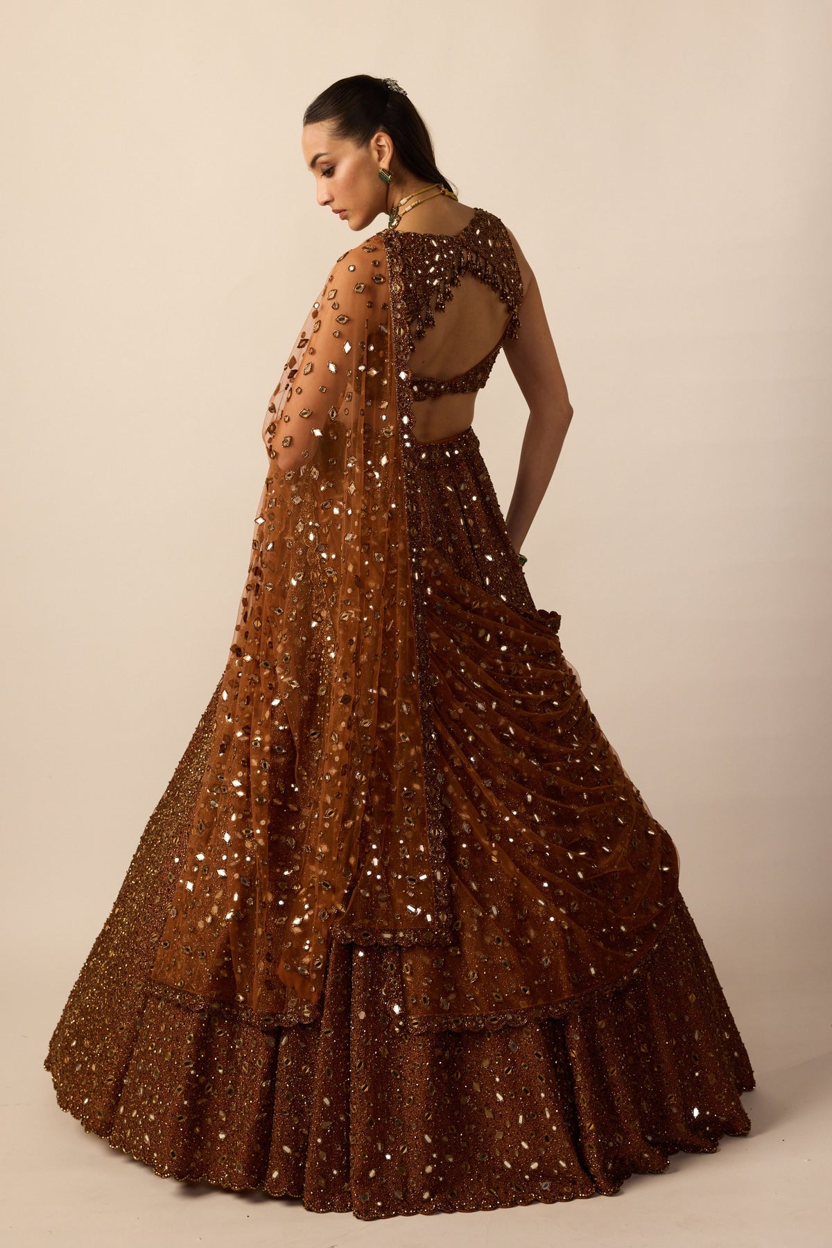 Metallic Copper Lehenga Set