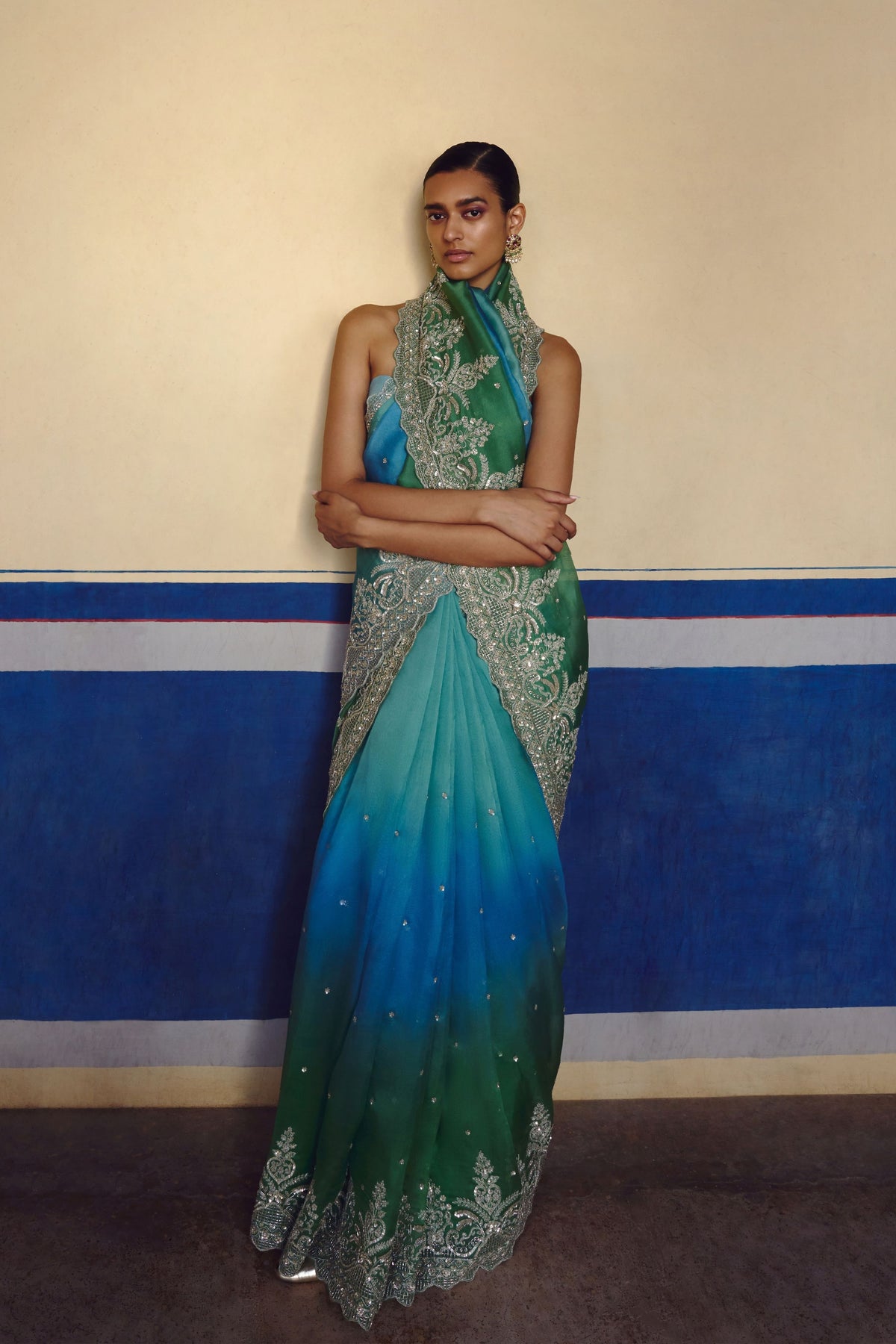 Ombre Shar Saree Set