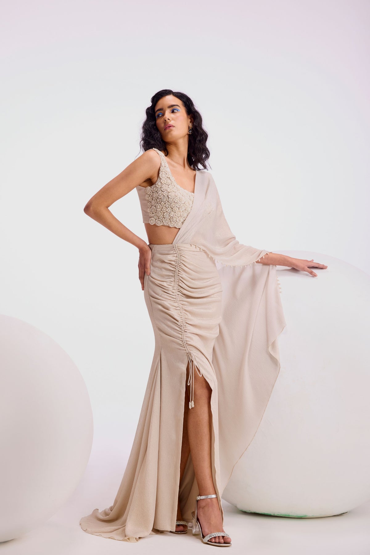 Zenobia Shimmer Drape Saree Set