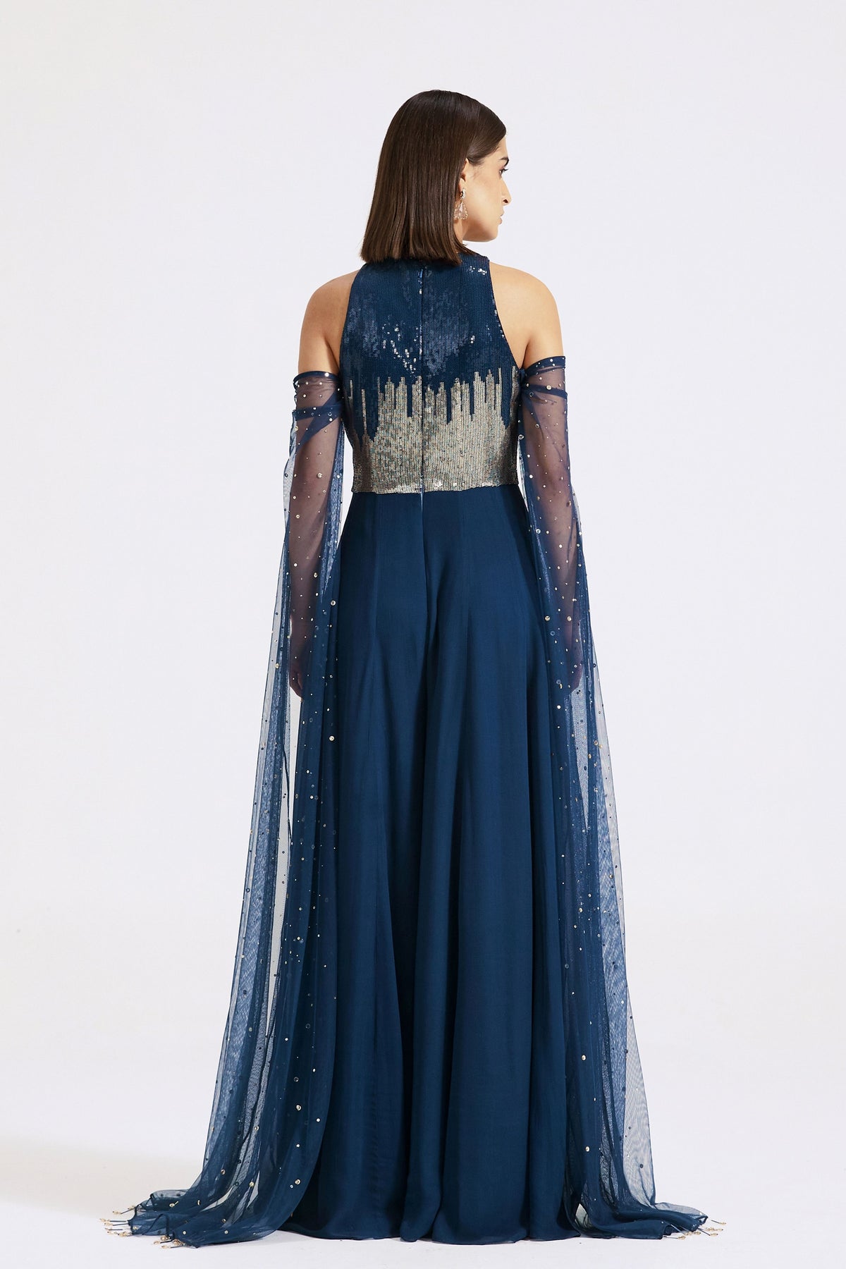 Blue Cold Shoulder Jumpsuit
