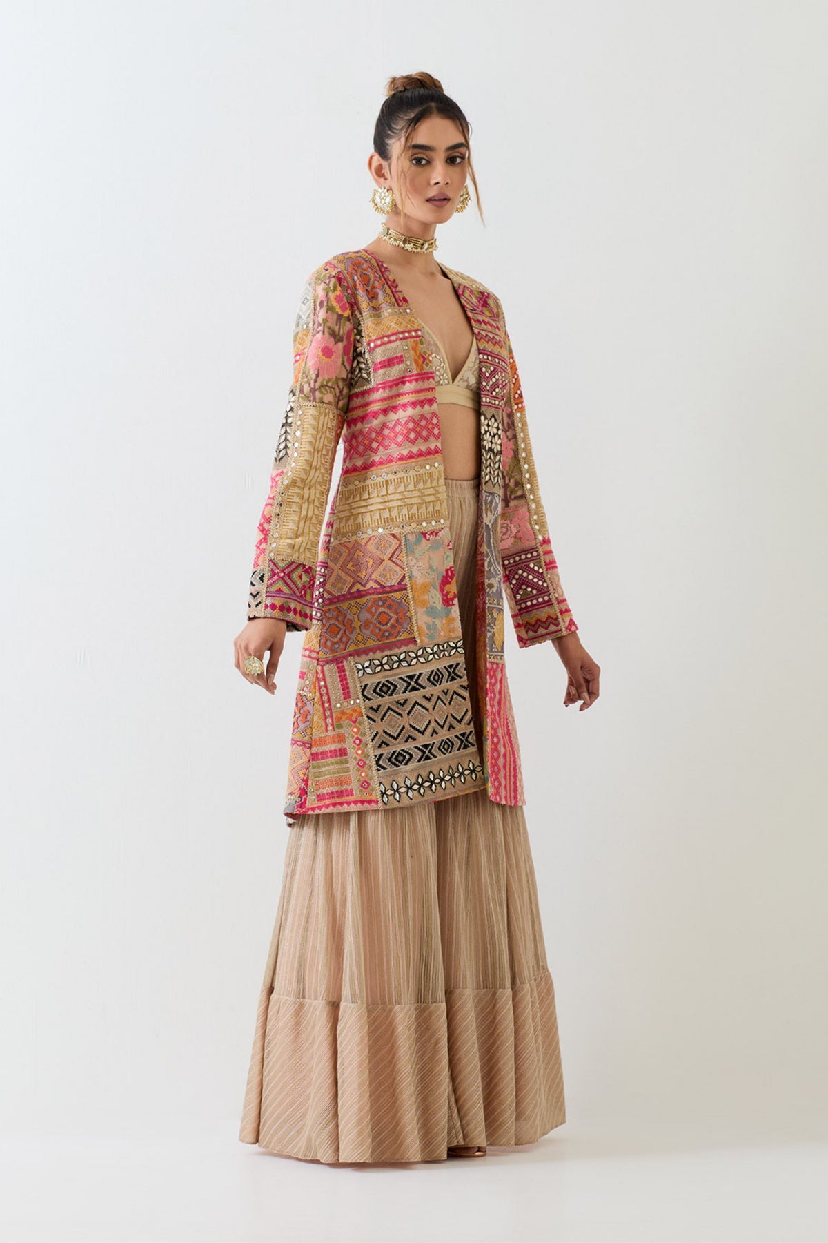 Chanderi Jacket Sharara Set