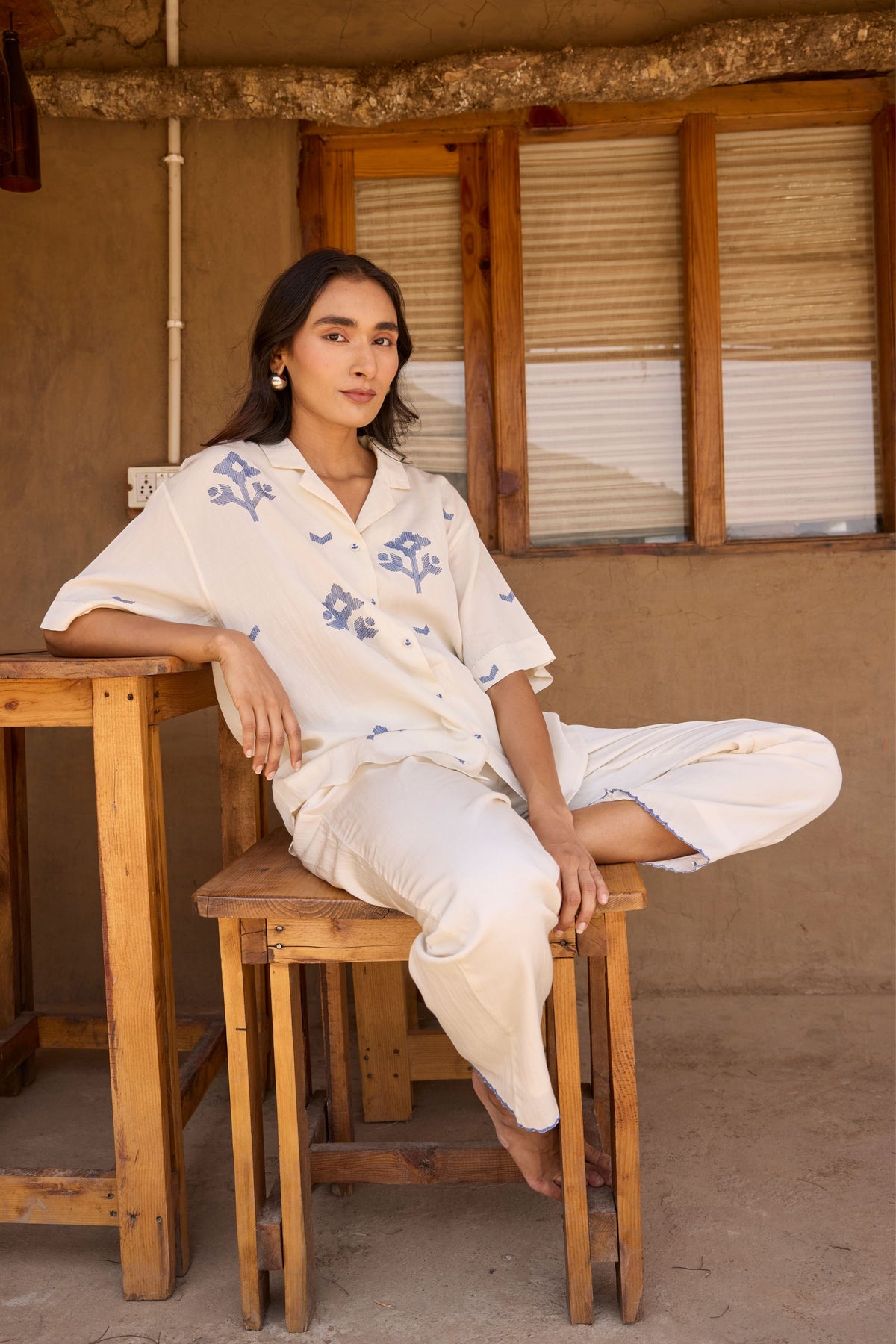Embroidered Drop Shoulder Shirt