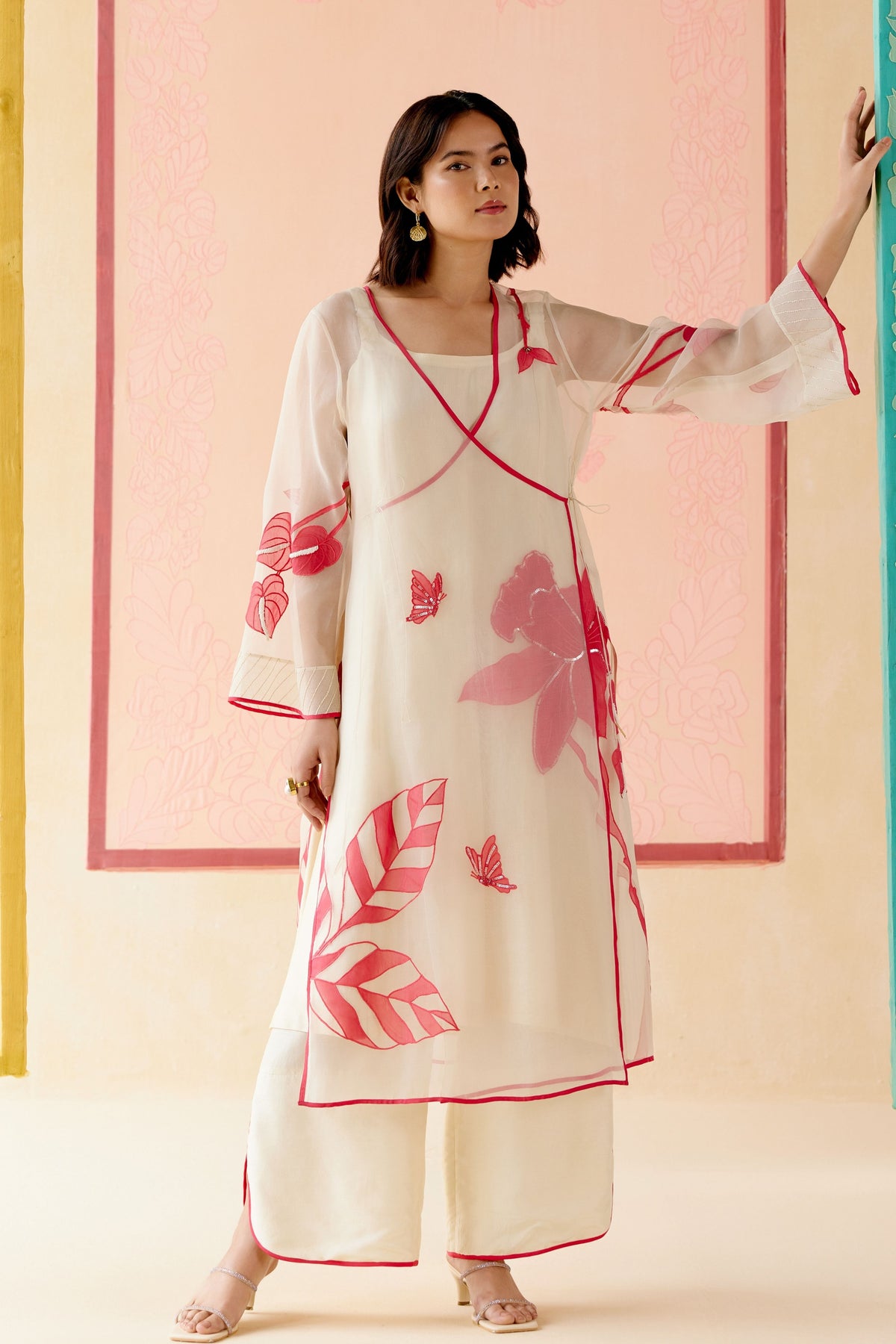 Ivory Silk Organza Kurta Set