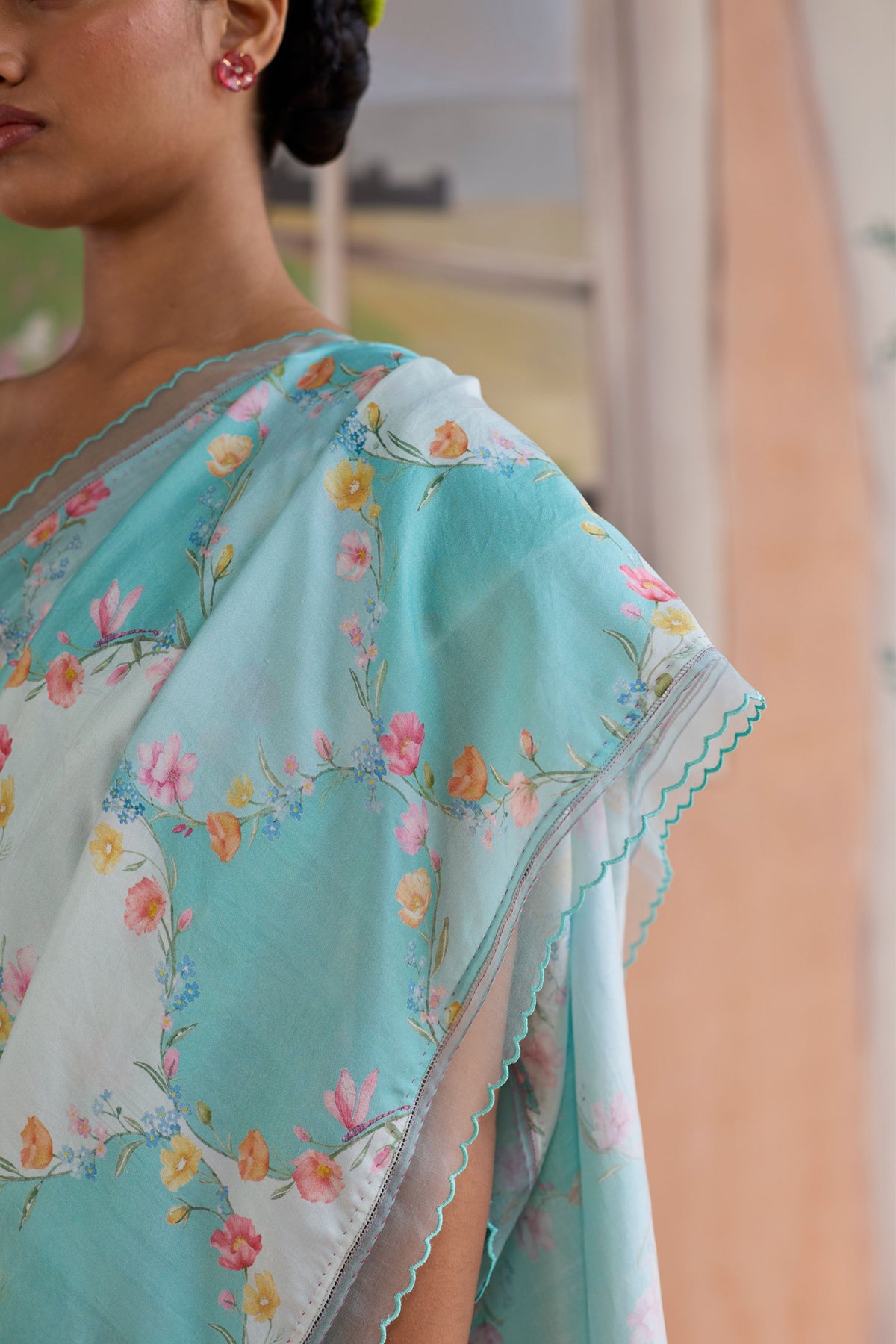 Drift and Dream Aqua Mulberry Silk Sari