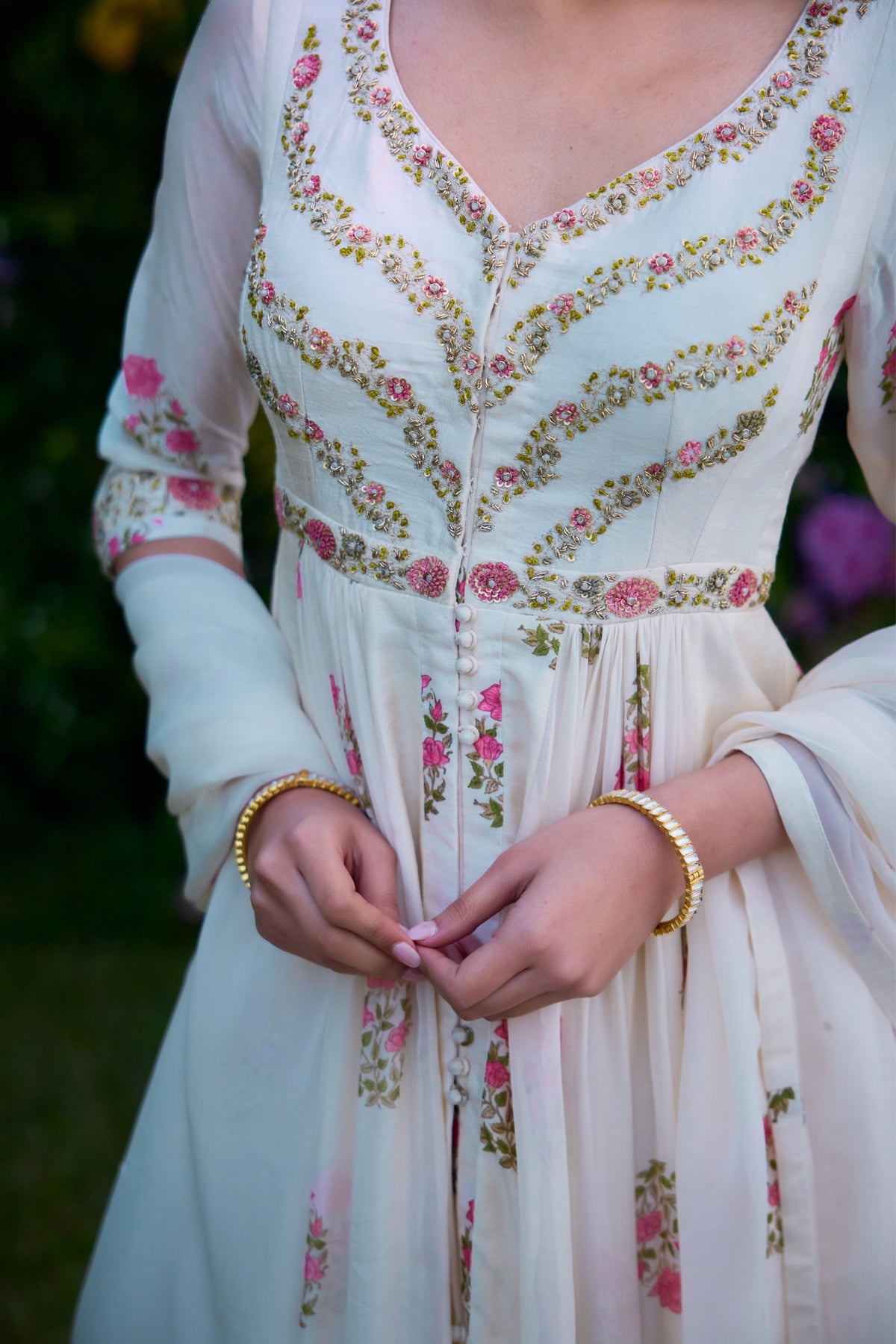 Ivory Anarkali Set